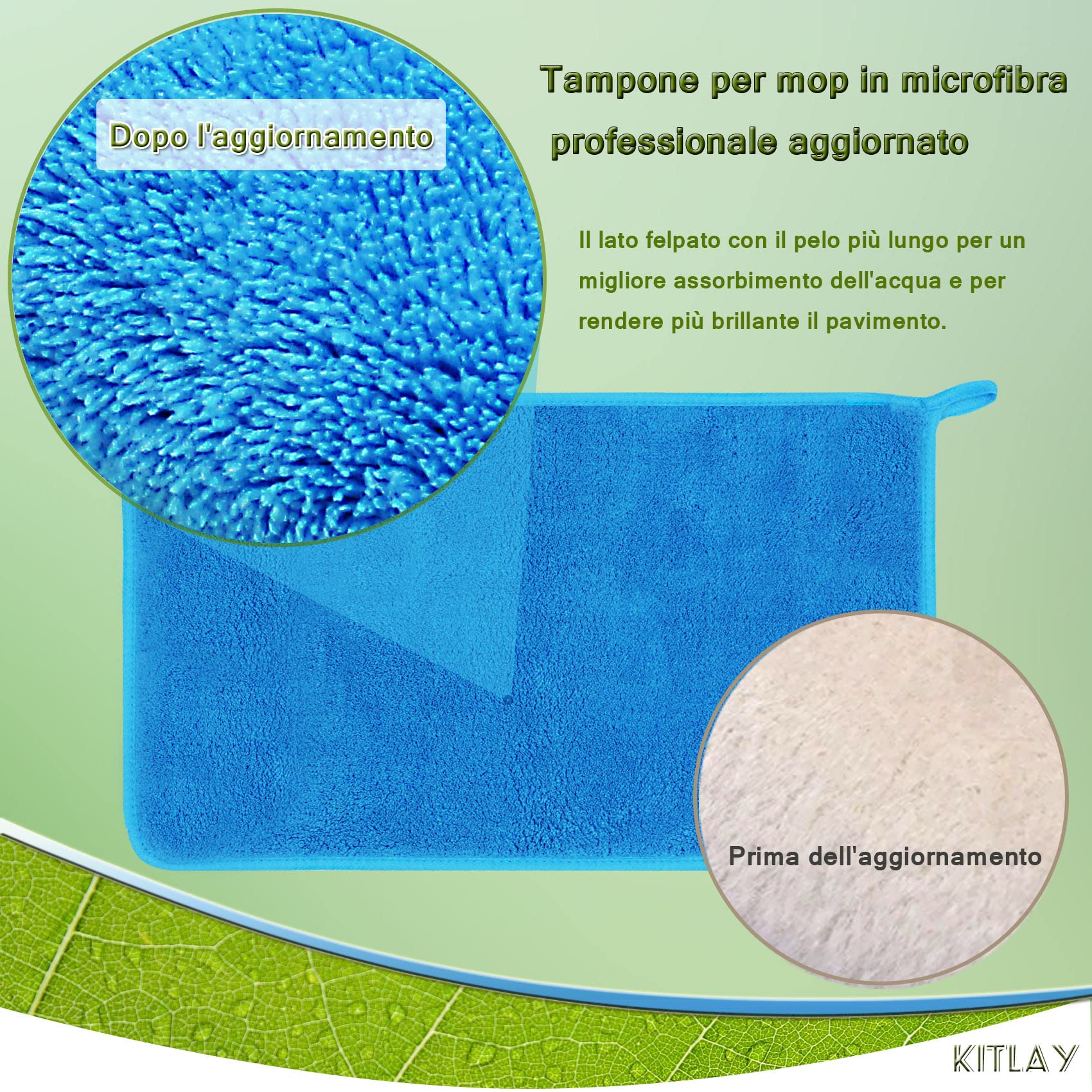 8 Pezzi Panno Microfibra Aggiornamento Mop Panni Compatibile con MR. SIGA Professionale Microfibra Mop,bagnato e asciutto con 1 spazzola di rimozione dello sporco