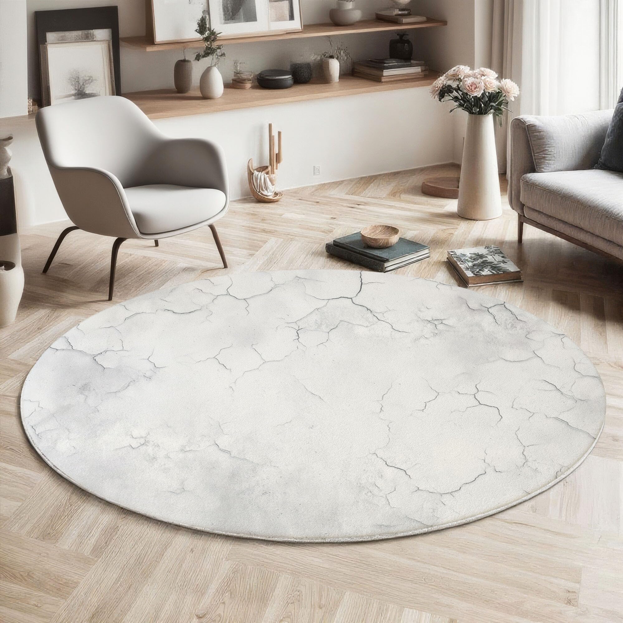 Tapis de chambre doux effet béton pour créer un coin bureau moderne