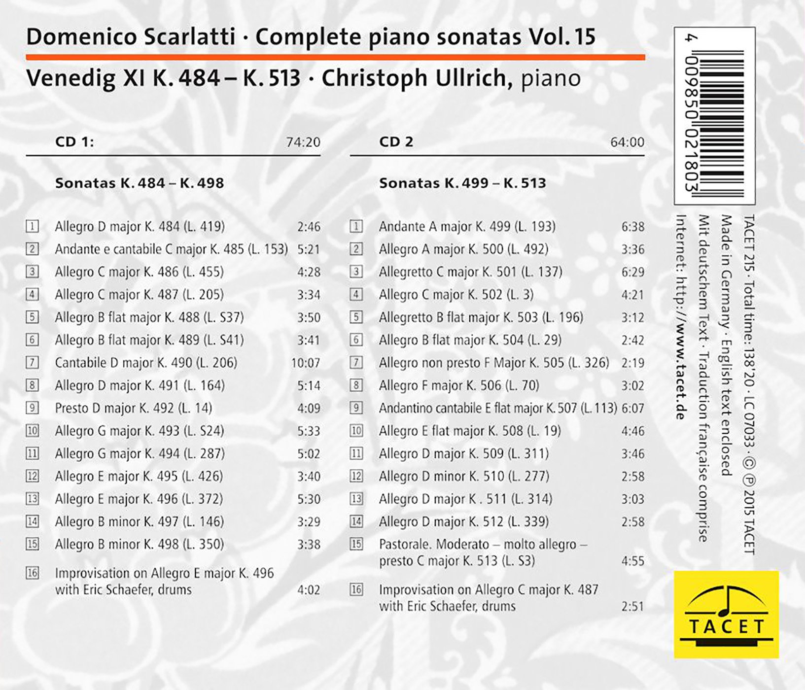 Scarlatti-Piano Sonatas K 484-K 513
