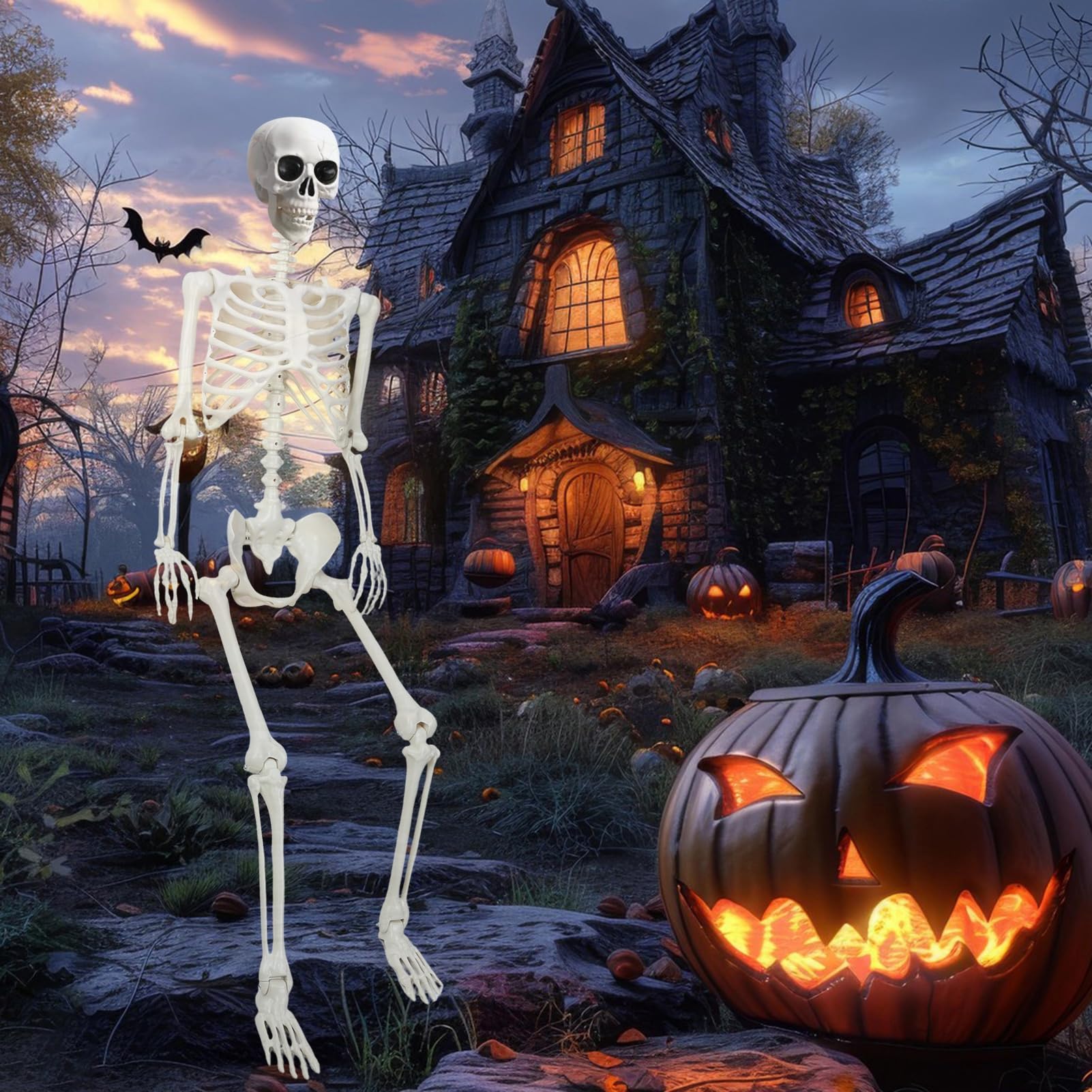 2 Squelettes Halloween Articulés - Décoration Mobile Pour Maison Hantée, Fête D'Halloween