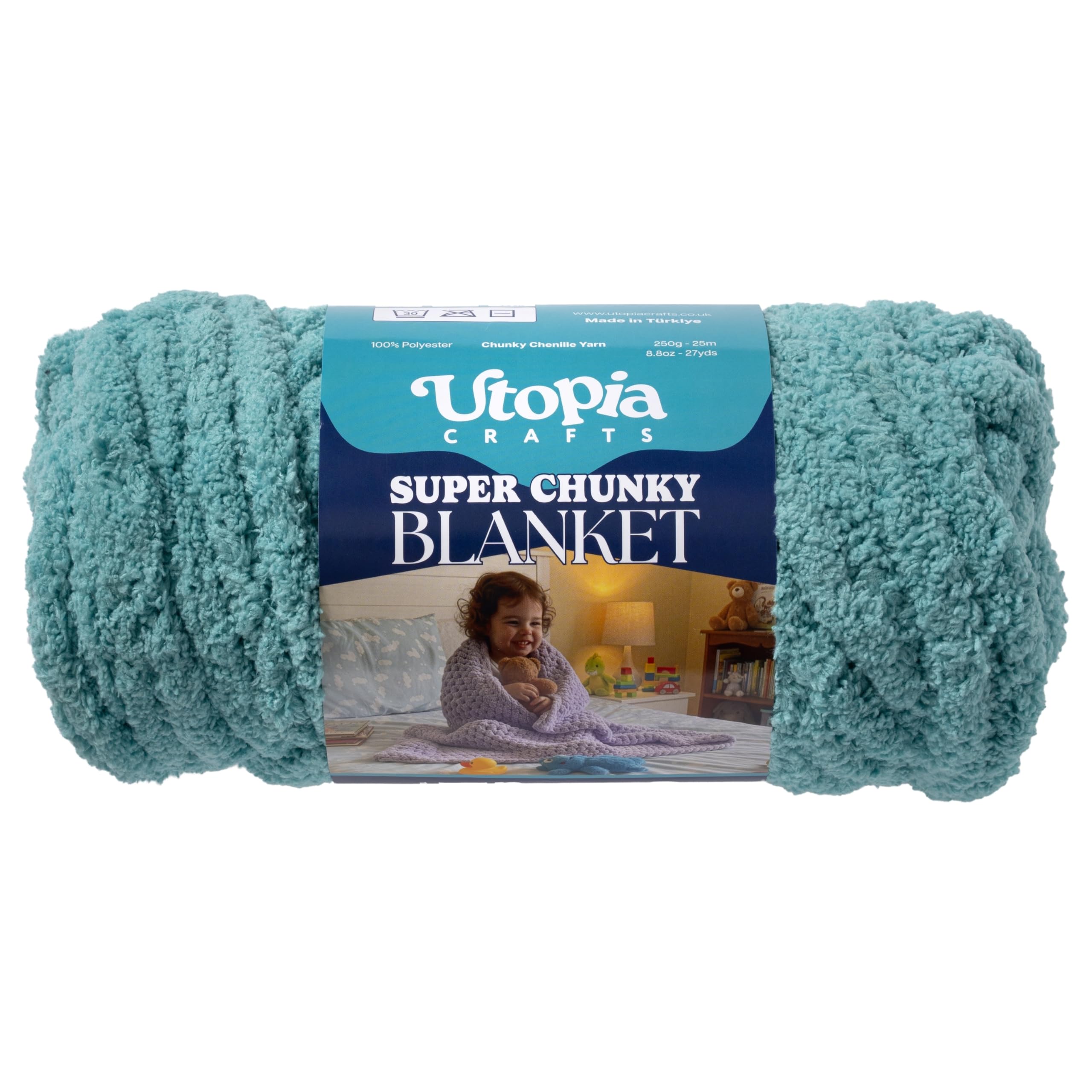 Utopia Crafts Super Chunky Blanket Yarn 250g, Soft Chenille Yarn for Arm Knitting - Thick Bulky Polyester Jumbo Yarn for Hand Knit Throw Blankets, Crochet, DIY Home Décor (Sage Green)