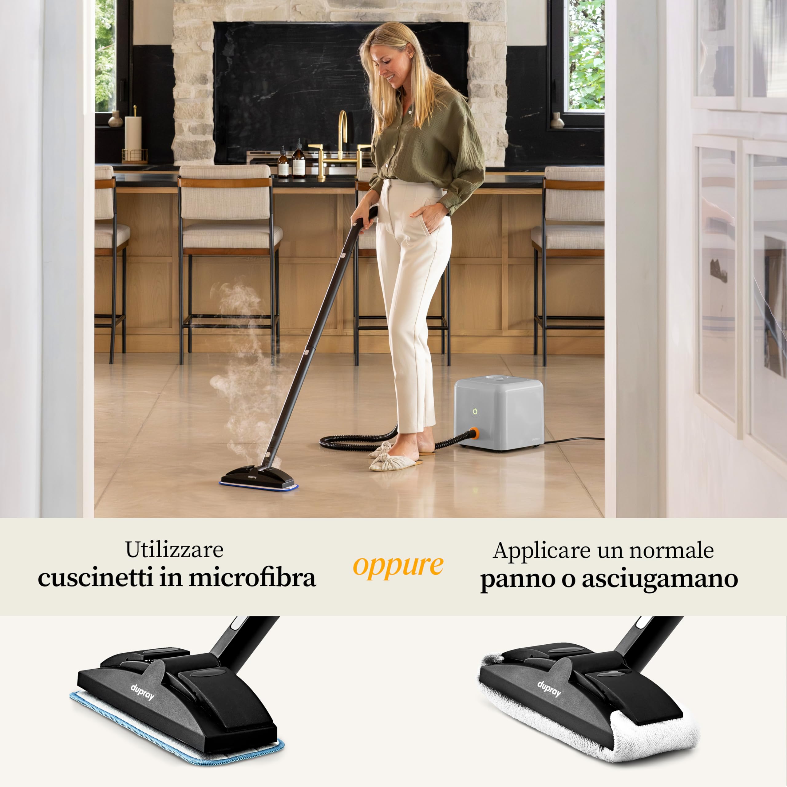 Dupray Neat Plus Pulitore a Vapore con Kit da 17 Accessori – Pulizia Potente Senza Prodotti Chimici per Pavimenti, Auto, Piastrelle, Tessuti, Elettrodomestici, Fughe e Altro (Neat Plus + 17 pezzi)