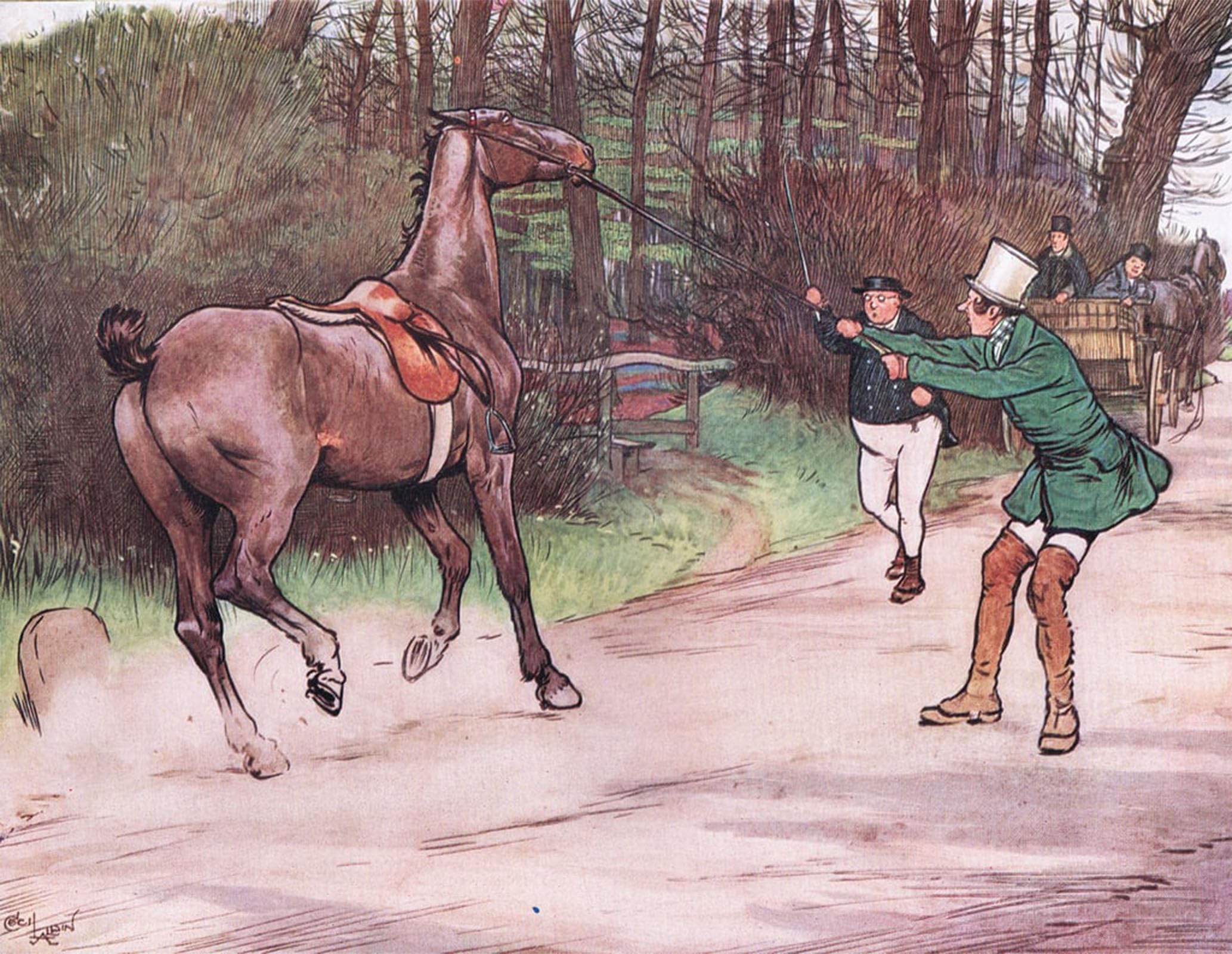 ARTXLXXBN Famous Prints Artwork Pictures Poster Painting Art Mr Pickwick Ran to His Assistance by Cecil Charles Windsor Aldin Artwork Landscape Pictures for Home Decor 60x90cm