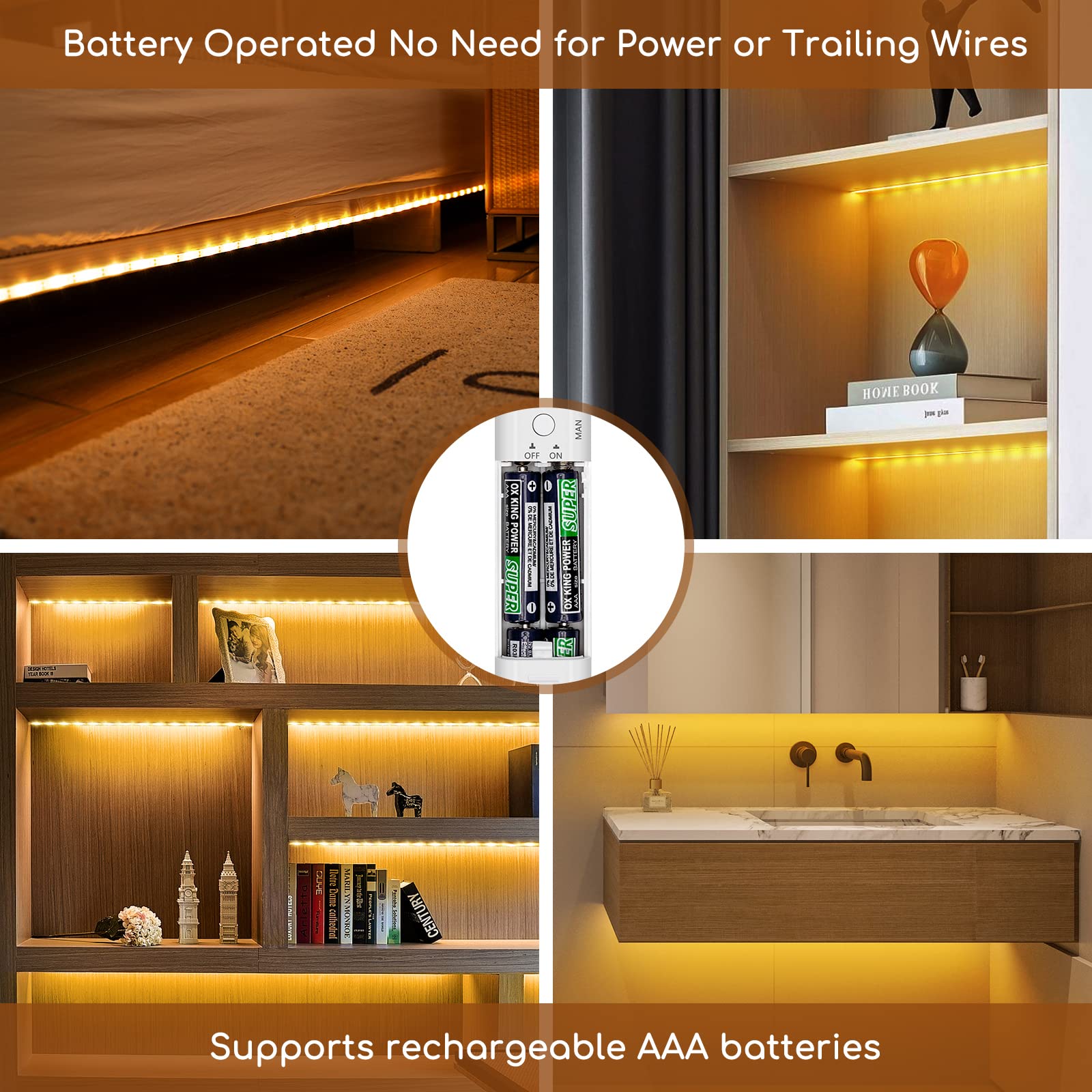 Ruban LED De 1m Avec Détecteur De Mouvement. Lumière Blanche 6500K