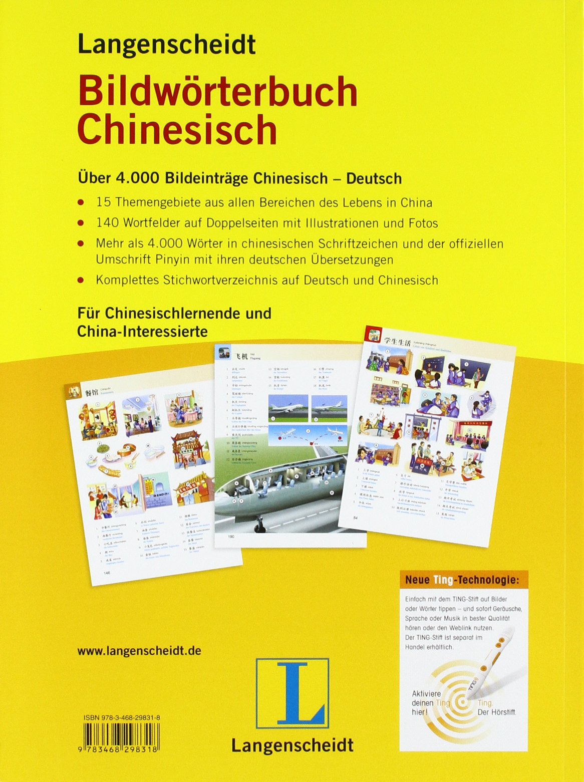 Langenscheidt Bildwörterbuch Chinesisch TING - Buch (TING-Edition): Chinesisch-Deutsch: Chinesisch-Deutsch. Hrsg.: The Commercial Press, Peking. Über 4.000 Wörter