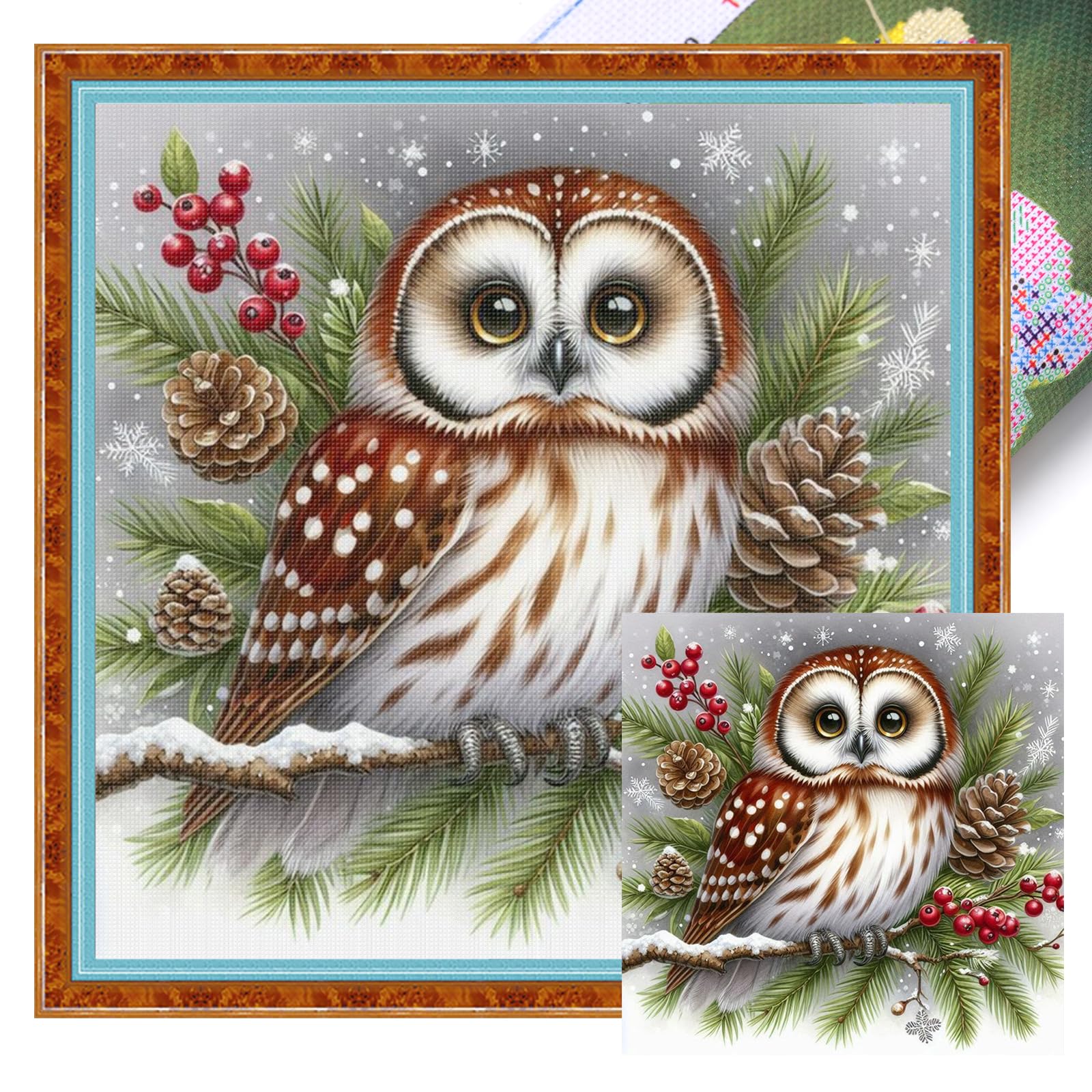 Poetrydraw 11Ctacc-11899__C__40x40 Owl Full 11Ct Diy Stamped Cross Stitch Kits 40X40cm For Adults Home Decor (11Ctacc-11899 C 40X40)