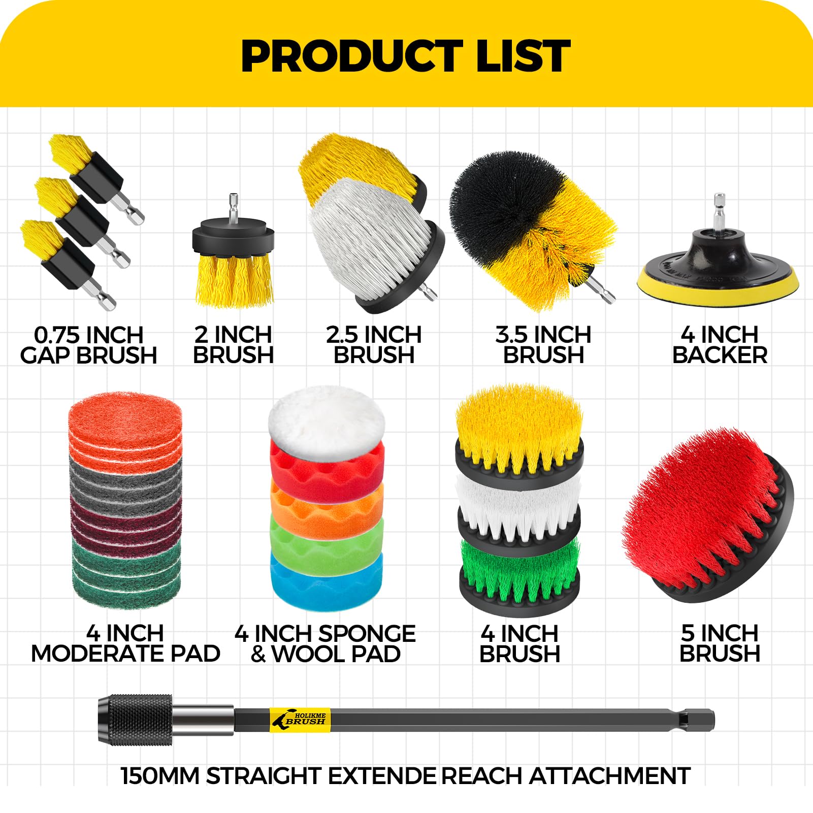 Holikme Drill Brush Kit - 30 Piece Cleaning Set -7