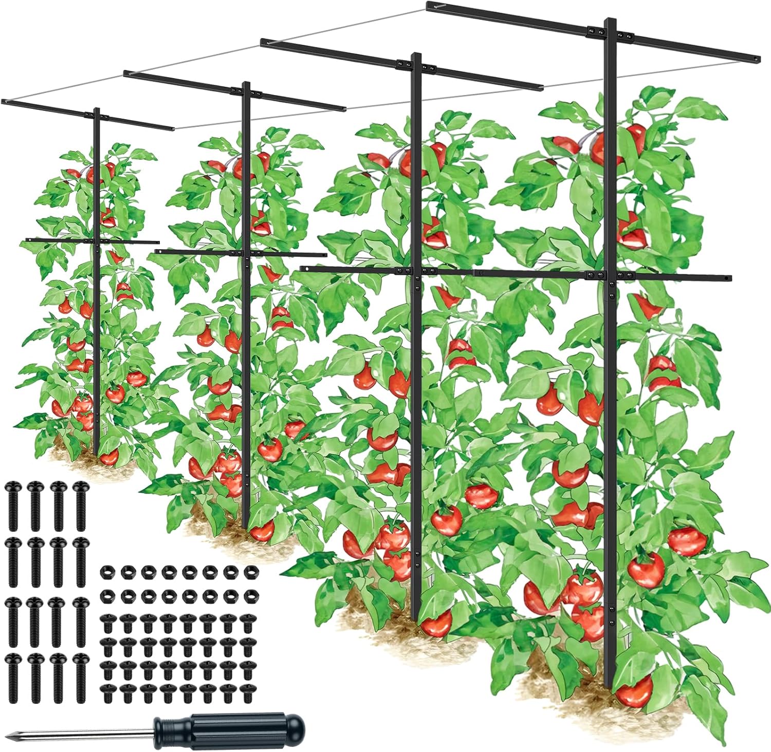 2 Pack Metal Detachable Raspberry & Grape Vine Trellis for Climbing Plants, Heavy-Duty 7 Ft Tall Large Vineyard Trellis Support, Sturdy Garden Stakes for Outdoor Raised Beds Vegetables Fruits Flowers