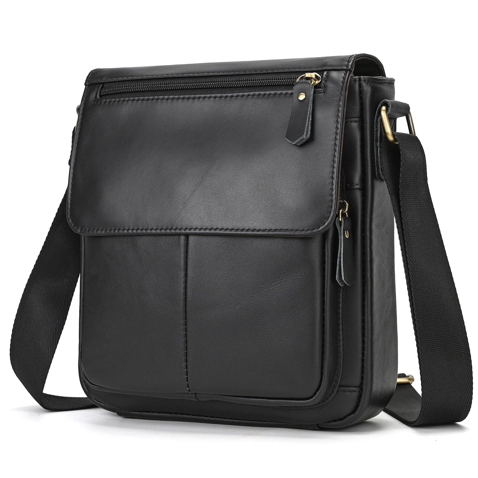 Borsello Uomo in Vera Pelle Vintage Borsa a Tracolla da Uomo Casuale Piccolo Borse Messenger per Stile Retro'per l'uso Quotidiano Outdoor,Lavoro,Viaggio Borsa a Spalla, nero