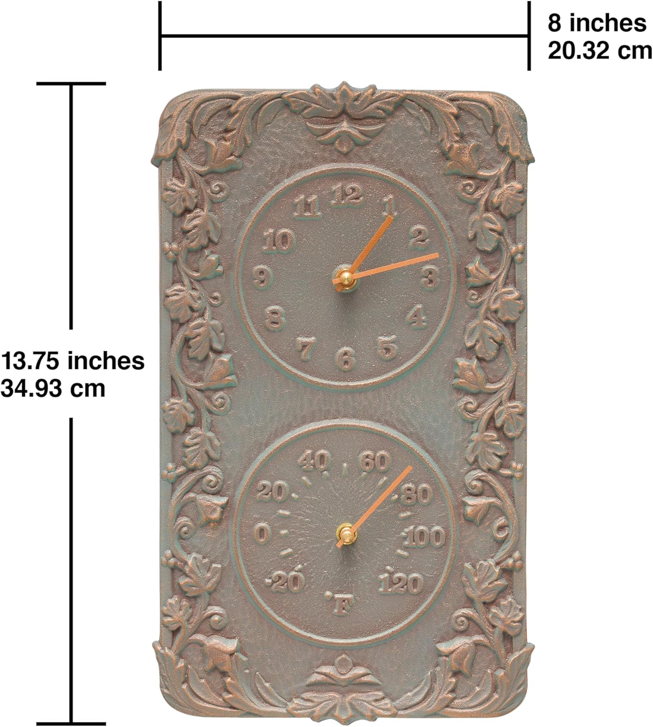 Whitehall Products Acanthus Combo Clock, Copper Verdi