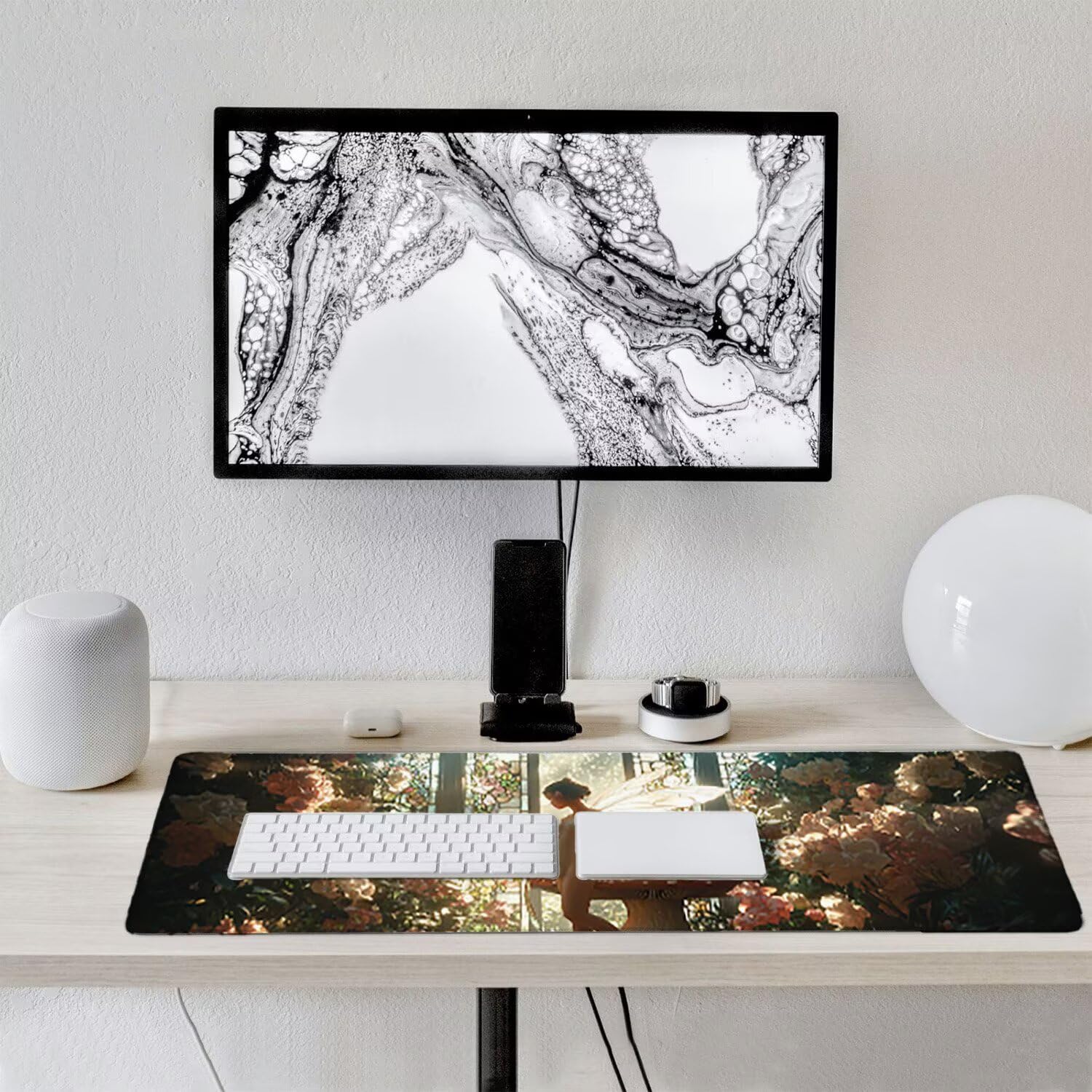 Podkładka pod mysz do gier XXL duża mysz 1200 x 500 mm, duża podkładka pod biurko z antypoślizgową gumową podstawą dla graczy, poprawia precyzję i szybkość (grzyby elfy) o-441