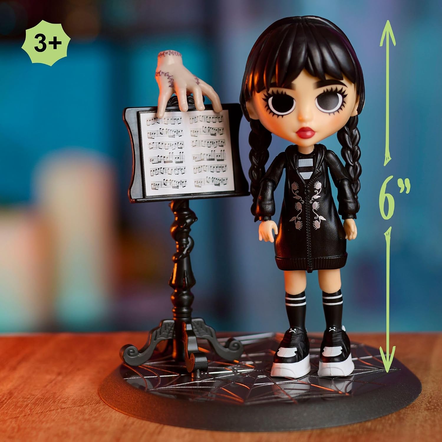 WEDNESDAY Deluxe 6-inch Articulated Figure, 11-Pieces, Interchangeable Face Plates and Fashion, Customizable Collectible Figurine, Kids Toys for Ages 3 Up by Just Play