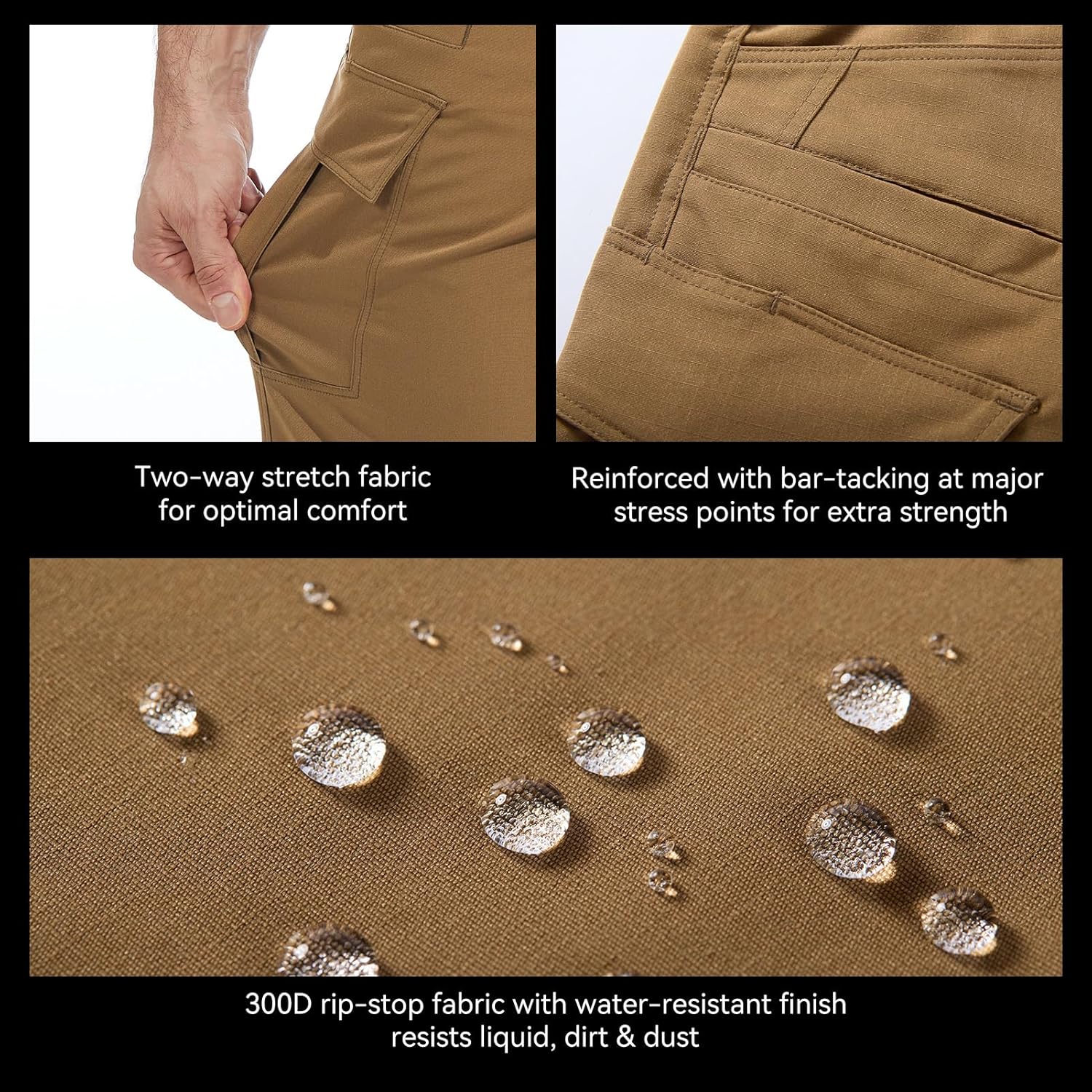 Men’s Ripstop Tactical Pants Stretch Water Resistant Cargo Work Military EDC Hiking Pants