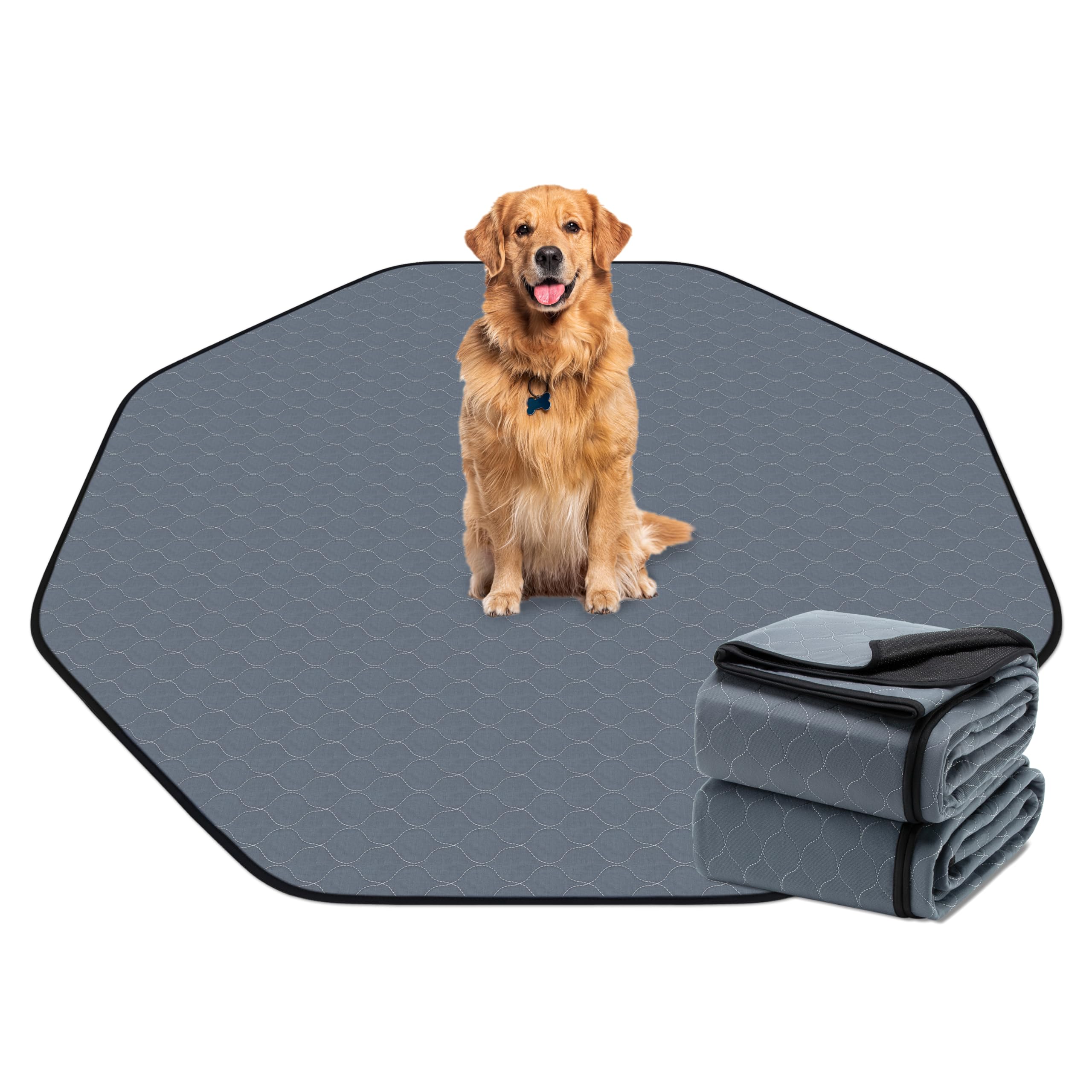 Bunlitent Washable Pee Pads for Dogs, 63'' Diagonal Octagon Puppy Pads, Designed for 24'' Width 8 Panels Dog Playpen, Non-Slip Whelping Pads with