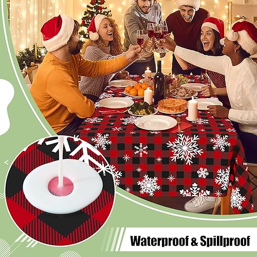 Vista 75 de misaya Paquete de 4 manteles desechables de búfalo, mantel de plástico impermeable de 54 x 108 pulgadas, manteles rectangulares a cuadros caqui