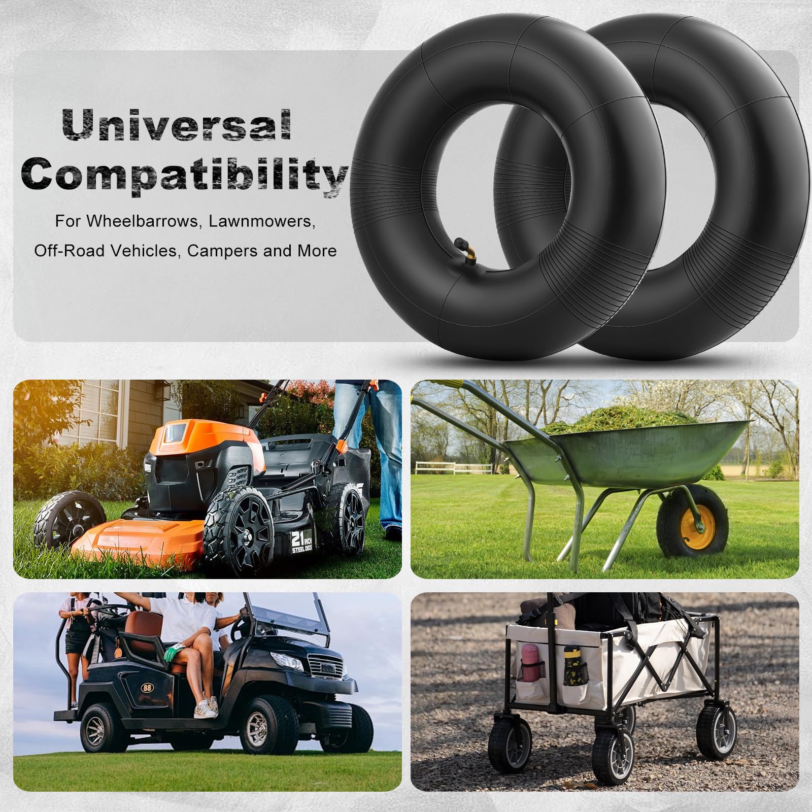 15x6.00-6 Schlauch, Rasentraktor Reifen mit Winkelventil, Dicker Ersatzschlauch für Rasenmäher, Hoftraktoren, ATVs, Schubkarren, Go-Karts, Golfwagen, Gartenanhängern, Rasentraktor