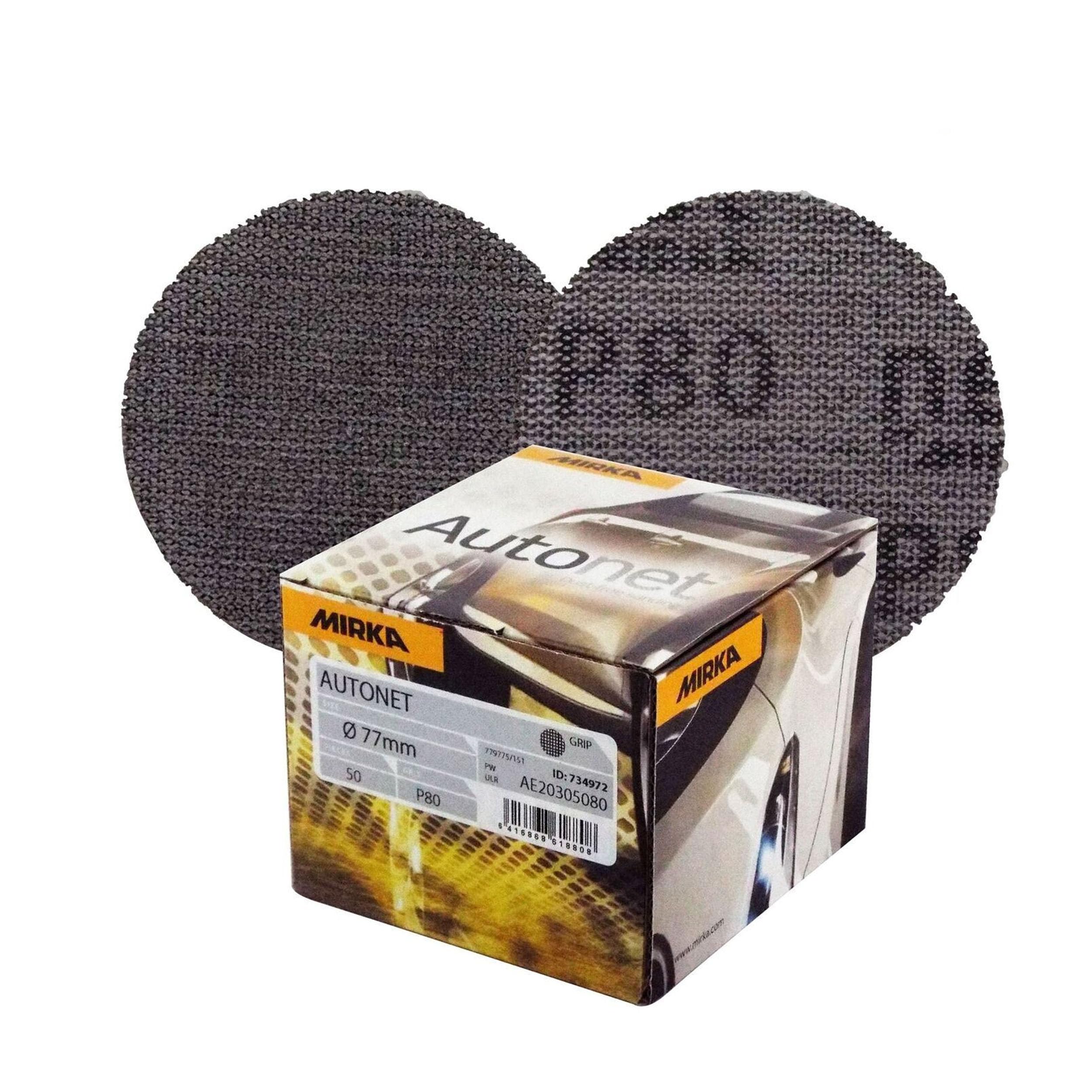 Mirka Beige Autonet 77Mm 3" Box 50 Sanding Discs - P80 Grit Abranet Automotive Refinishing Sandpaper Sanding Discs Solid Detailing System