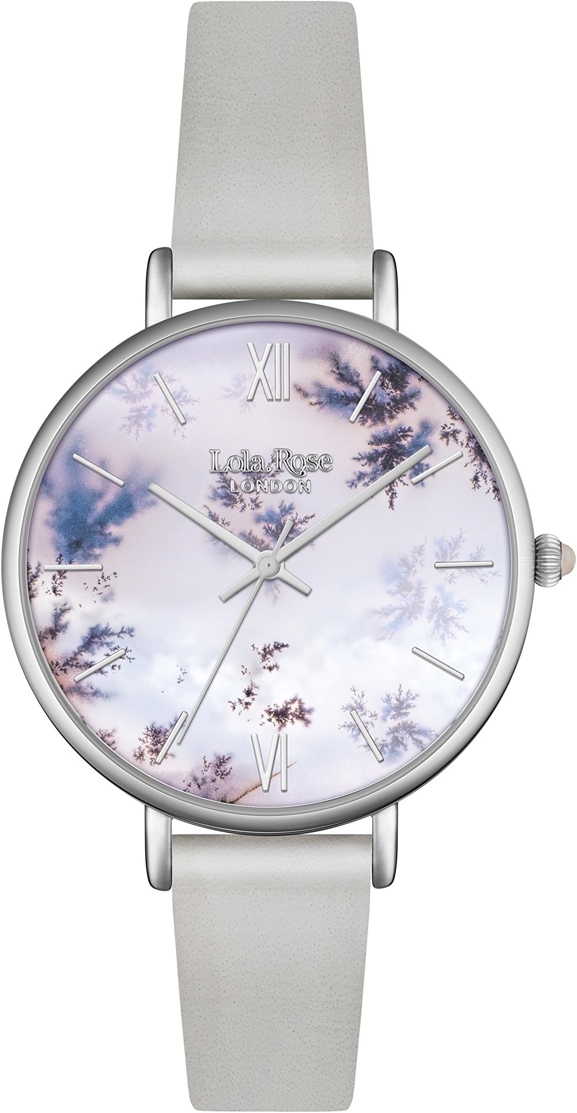 Lola Rose Women's Quartz Watch with Multicolour Dial Analogue Display and Grey Leather Strap LR2017