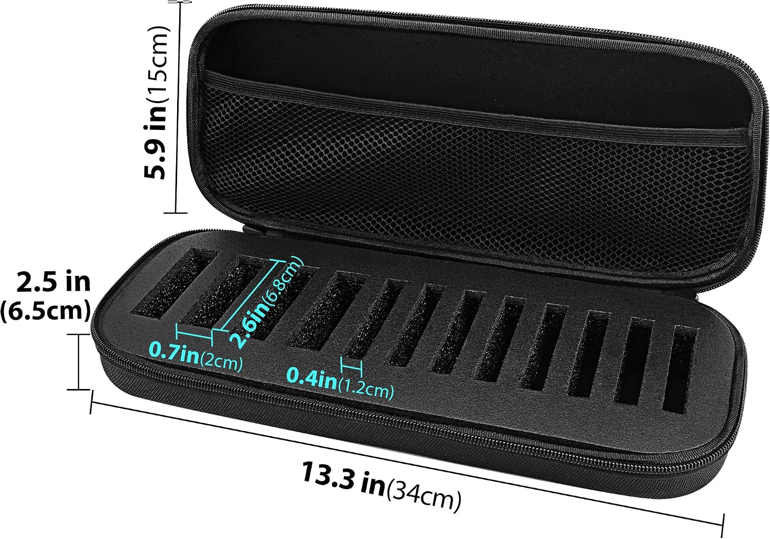 Linkidea 8 Blade Travel Case, Hair Clipper & Trimmer Storage Box, Guard Organizer for Barber Tools, Compatible with Wahl, Andis, Oster Professional clipper blades, (Black)