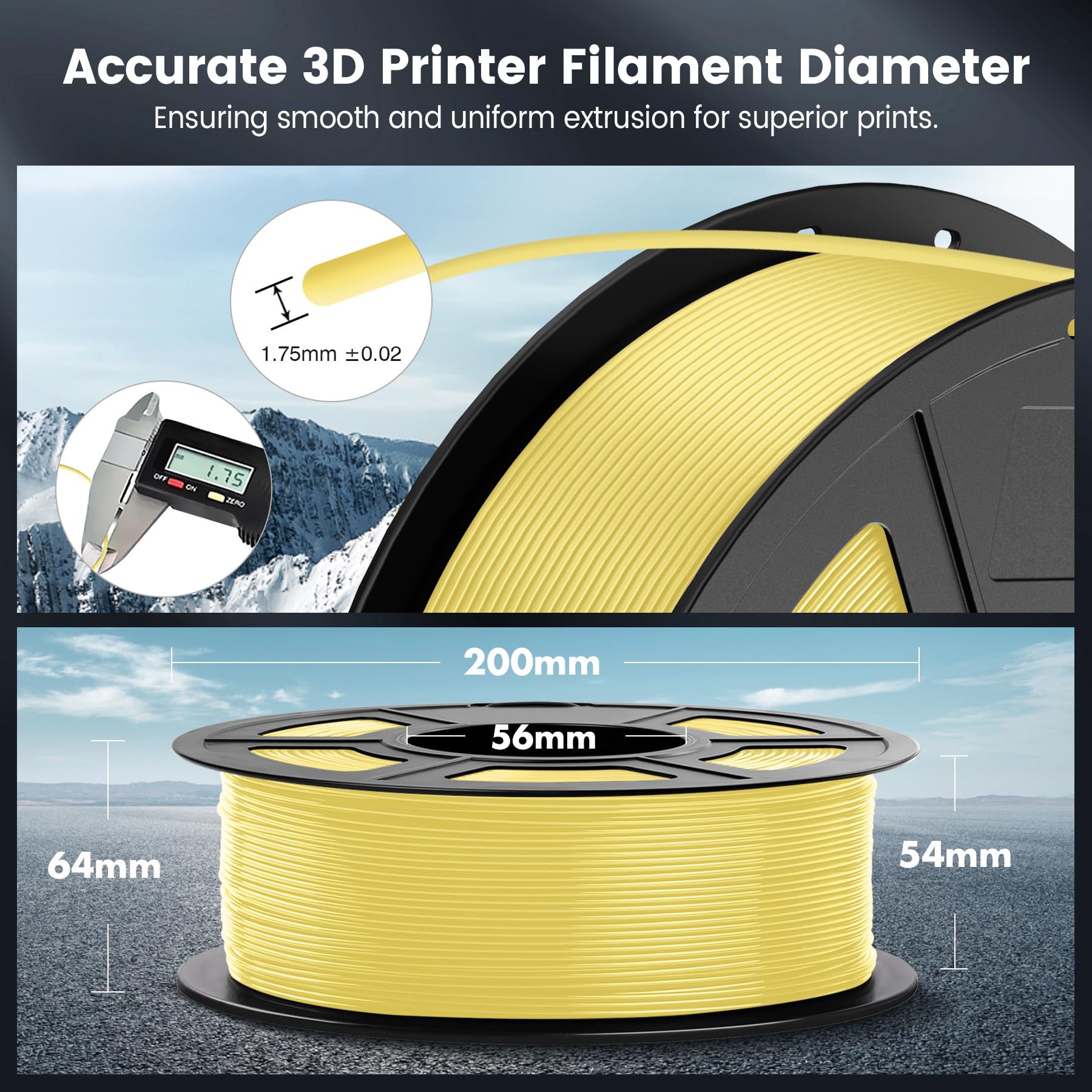 SUNLU Filamento PLA 1.75 mm, Avvolto in Modo Ordinato Filamento Stampante 3D PLA,Precisione dimensionale +/- 0.02 mm,Filamento 3D da 1 KG, per Maggior Parte delle Stampanti 3D, PLA Giallo Limone
