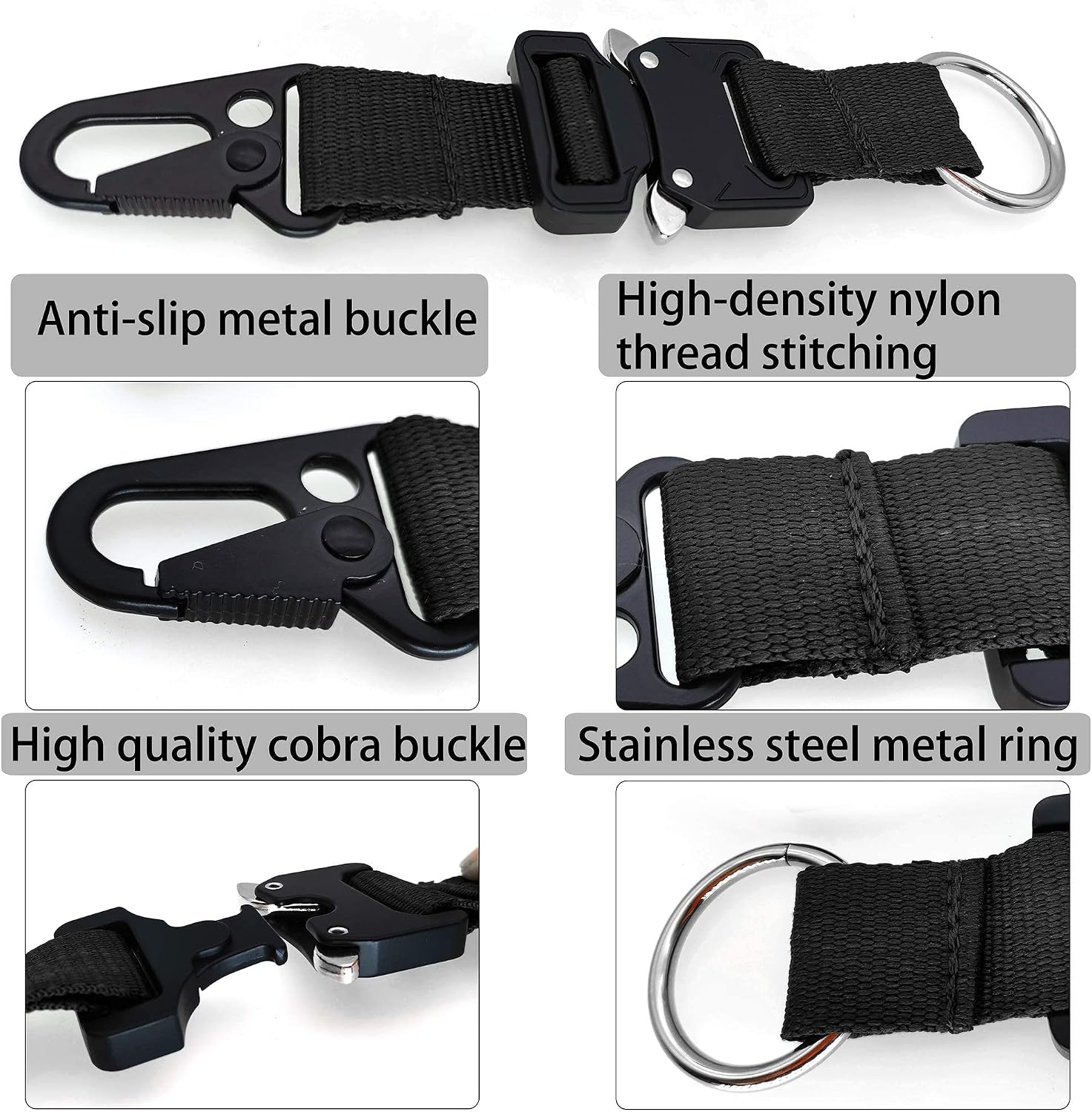 Military Tactical Keychain for Men with Quick Release Metal Buckle EDC Gear Clips with HK Clip and Stainless Steel Ring image 4