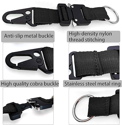 Miniatura 4 de aYrap Llavero táctico militar para hombres con hebilla de metal de liberación rápida EDC Gear Clips con clip HK y anillo de acero inoxidable