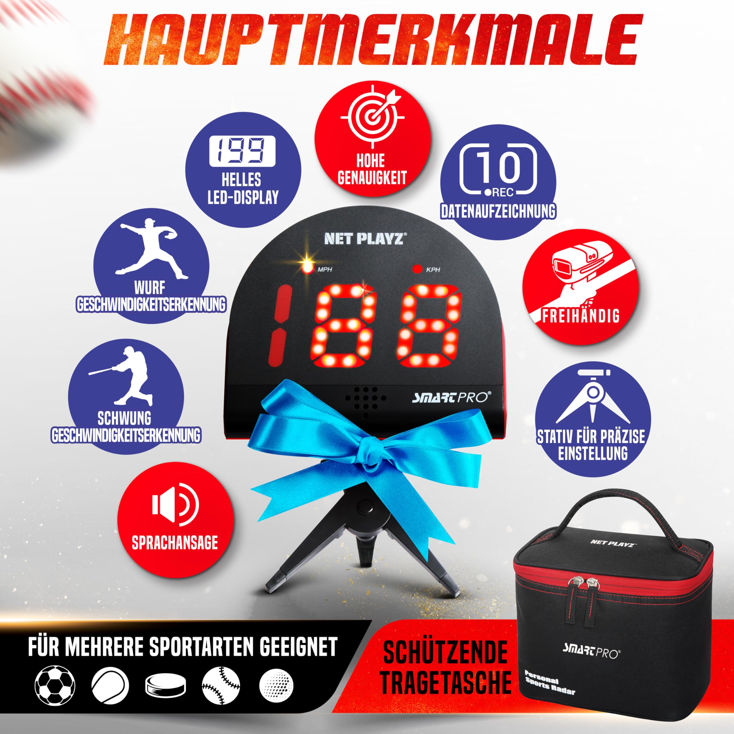 NET PLAYZ Baseballradare, Trainingsgeräte mit Geschwindigkeitssensoren | Baseball Geschenke, Hightech-Gadgets und Ausrüstung für Baseballspieler