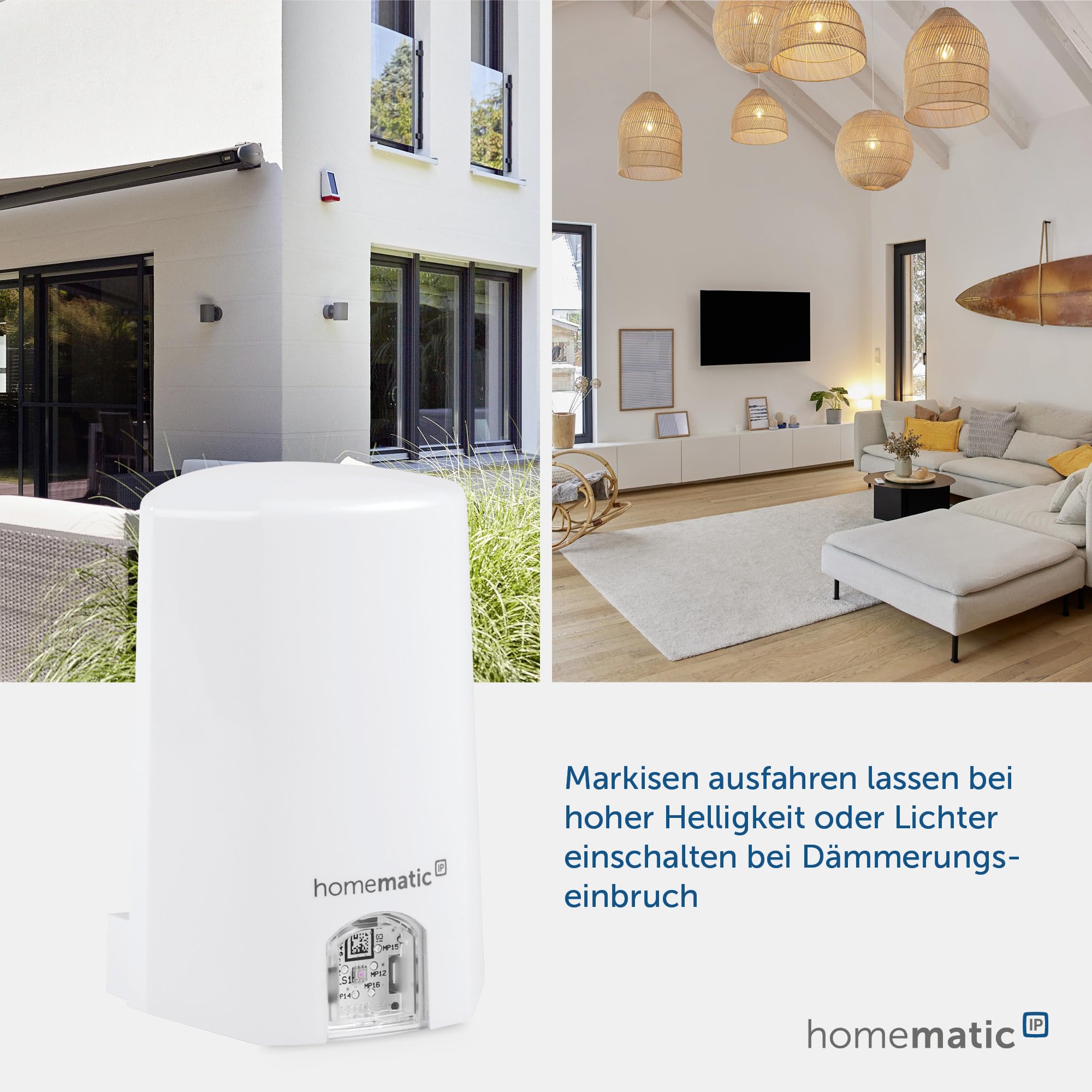 Homematic IP Sensore di luce — esterno, valori di luminosità tramite app nella casa intelligente, 151566A0