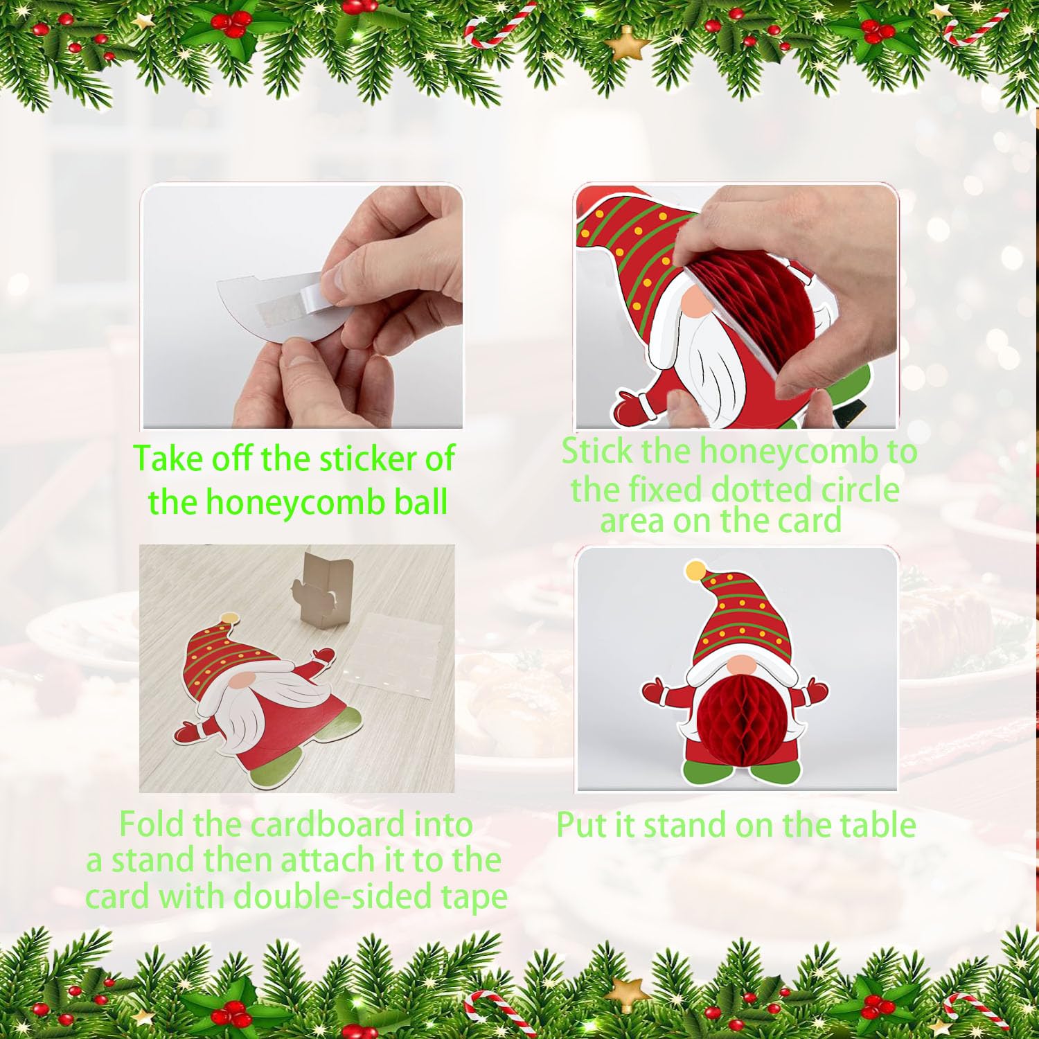 13 centrotavola natalizi per tavoli, decorazioni per la tavola per feste di Natale, per interni, centrotavola in carta a nido d'ape, decorazioni per centrotavola per le vacanze
