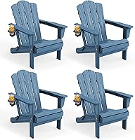 Vista 86 de Juego de sillas Adirondack plegables KINGYES de 2, Silla plegable Adirondack de HDPE para todo clima, Café