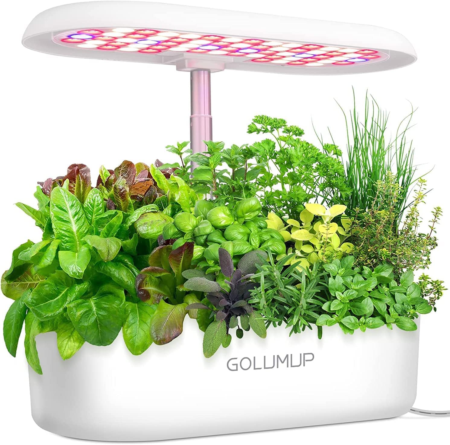 GOLUMUP Sistema de Cultivo Hidropónico Kit de Cultivo Interior con Iluminación LED Automática, Huerto Interior con Temporizador Automático, Altura Ajustable (12 Vainas)