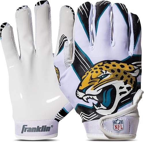 Miniatura 22 de Franklin Sports - Guantes de receptor de fútbol americano juvenil de la NFL, par de guantes de fútbol para niños con logotipos de equipos de la NFL