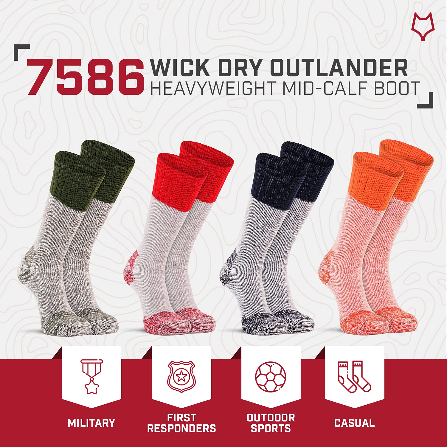 FoxRiver Damskie Wick Dry Outlander skarpety trekkingowe do połowy łydki szare, L