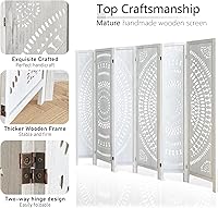 Vista 20 de Panel divisor de habitación de 4 paneles, pared divisora de habitación de 5.6 pies de alto y pantalla de privacidad plegable, panel divisor de pared