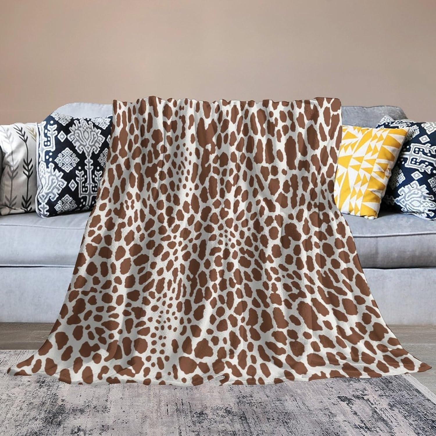 ArogGeld Leopard Print Animal Spots Brown Winter Flannel Blanket Brown Cheetah Animal Print Leopard Warm Throw Blanket for Camping and Travel for Winter 60x80in to Friend