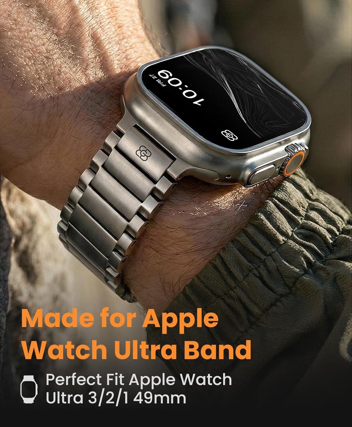 Titanium Band for Apple Watch Ultra 3/2/1 49mm & Series 11/10 46mm, Grade 5 Titanium Apple Watch Ultra Band for Men with Magnetic Clasp, Durable DLC Scratch Resistant Metal Ultra 3 Watch Band - Image 2