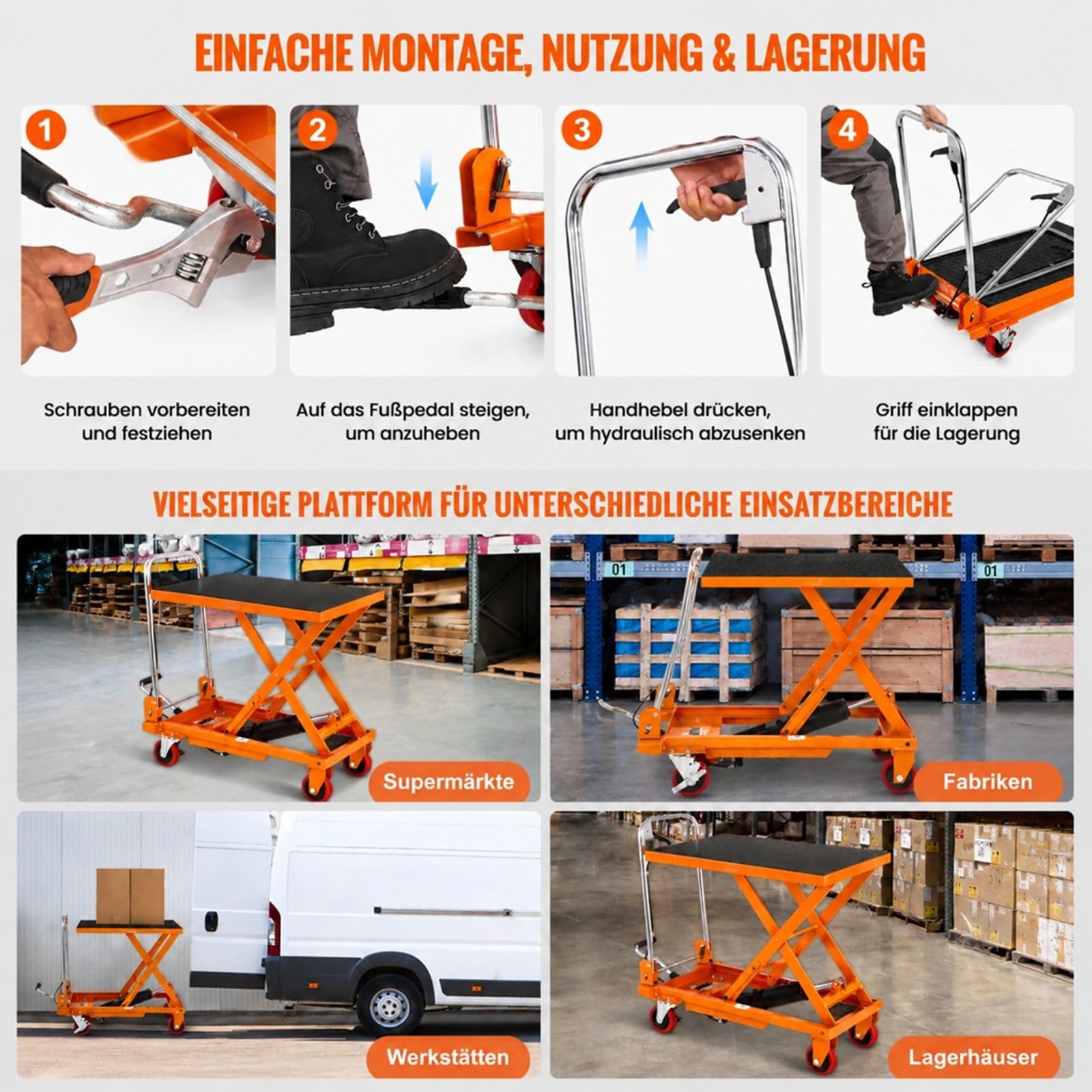 Hydraulischer Hubtischwagen mit manueller Einzelschere für Materialtransport