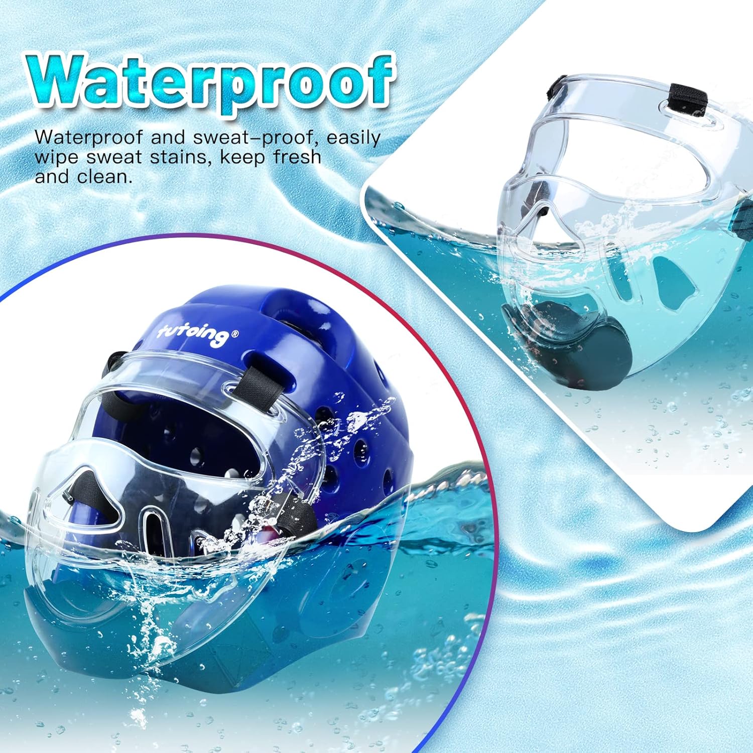 Kids Adults Taekwondo Helmet Karate Headgear with Removable PC Face Shield Eva High-Density Foam Multiple Vents for Sparring Grappling Muay Thai Kickboxing MMA Karate Taekwondo Training