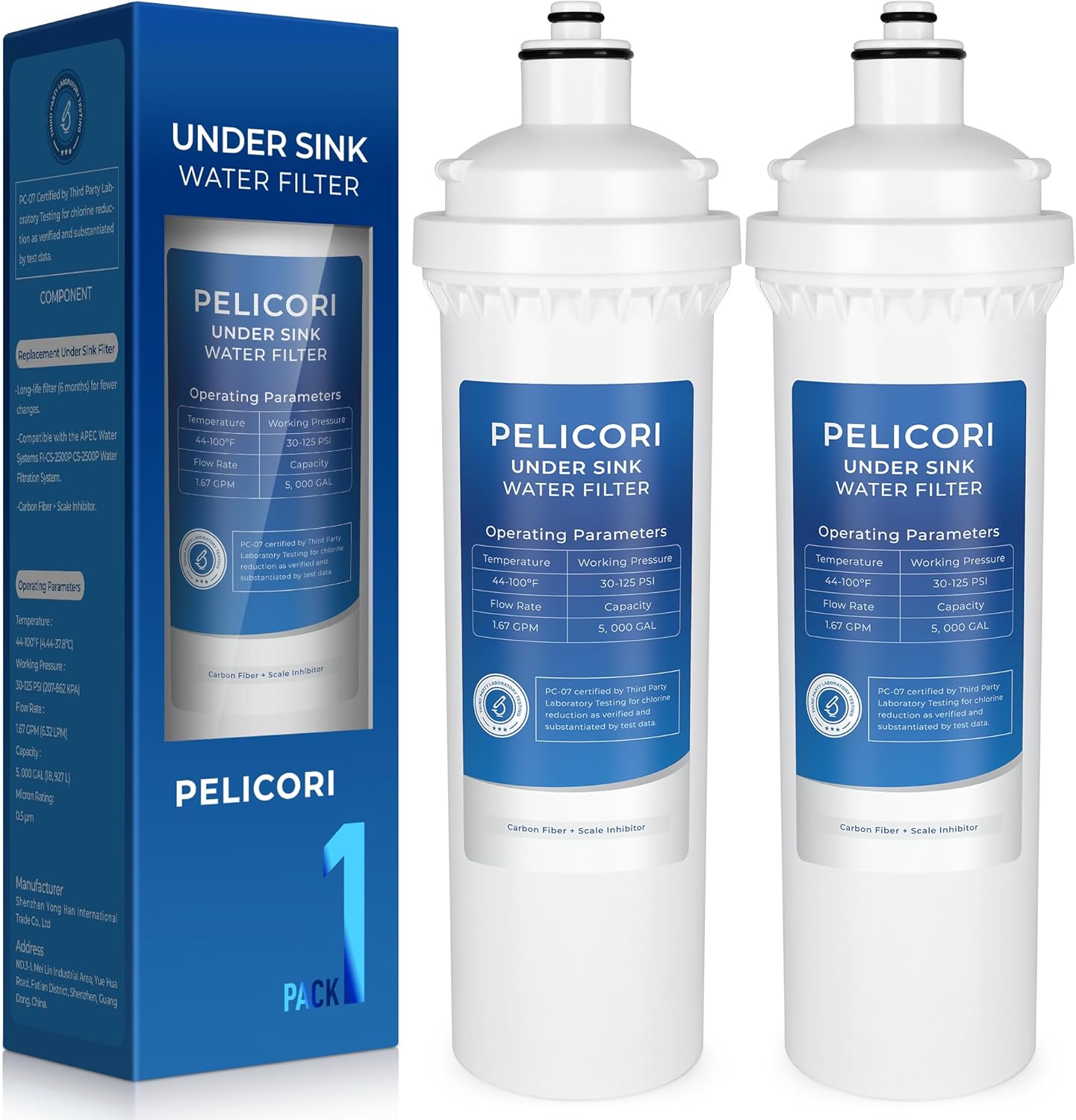 FI-CS-2500P Water Filter Replacement, Compatible with APEC FI-CS-2500 Water Filter, APEC Water Filtration System CS-2500, CS-2500P (2 Pack)