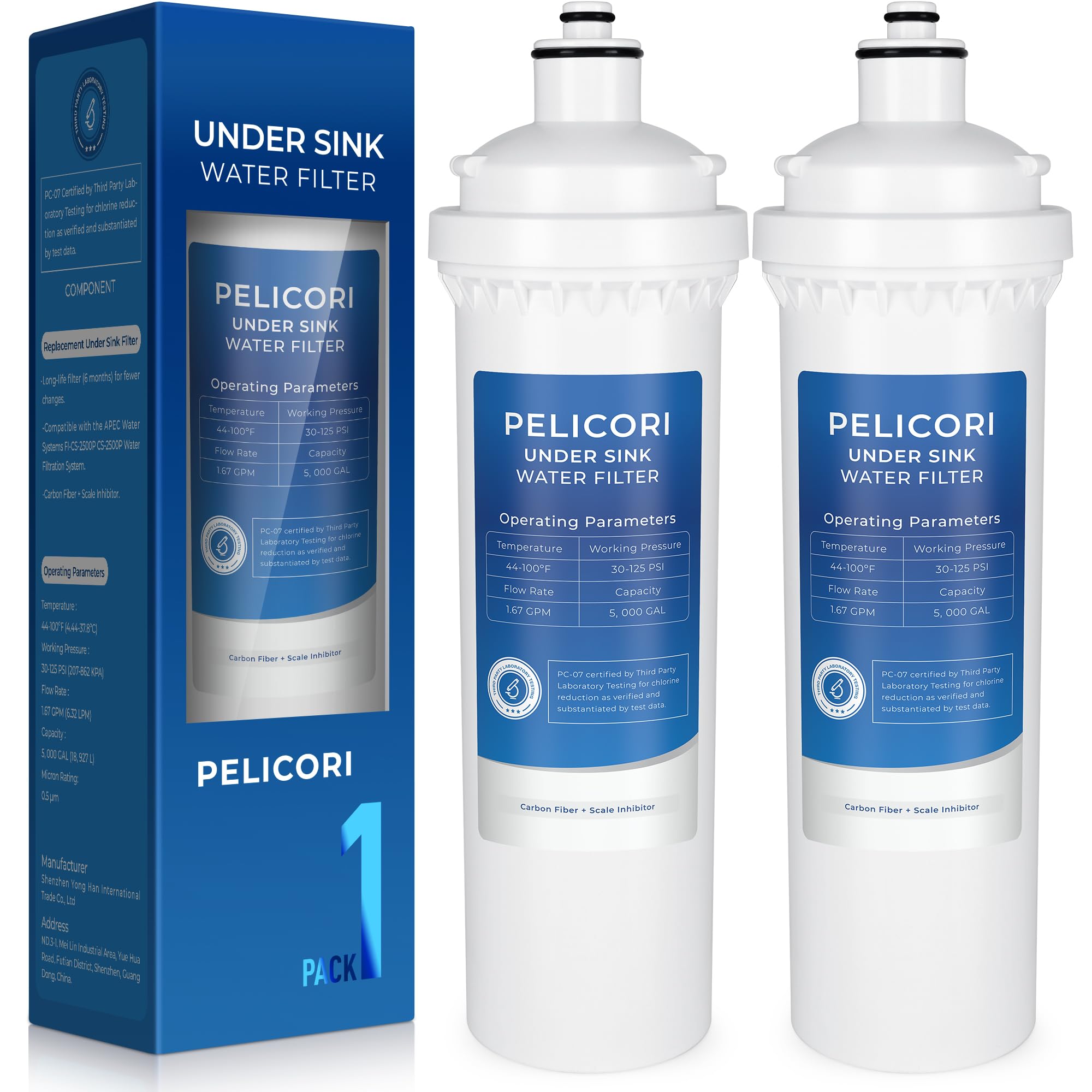 FI-CS-2500P Water Filter Replacement Compatible with APEC FI-CS-2500 Water Filter APEC Water Filtration System CS-2500 CS-2500P 2 Pack