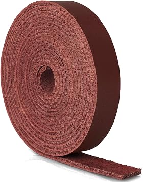 ABIDISO 1/2"x72" Top Grain Leather Strap Red for Bag Repair & Crafts | Solid 2mm thick genuine flat leather strips for purse straps replacement, leather handle wrap, DIY tooling & webbing