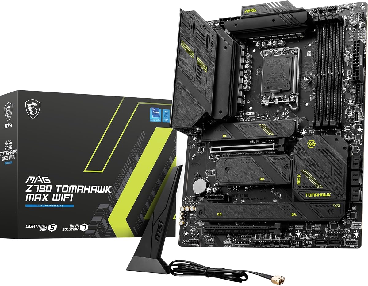 Placa base para juegos MAG Z790 Tomahawk MAX WiFi (compatible con procesadores Intel de 12.a/13.a/14.a generación, LGA 1700, DDR5, PCIe 5.0, M.2, SATA 6G, LAN de 2,5 Gbps, USB 3.2 Gen2, Wi-Fi 7, Bluetooth 5.4, ATX)