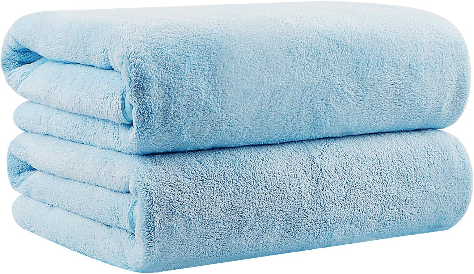2-Pack Microfiber Bath Towels (27'' x 54'') - Soft, Absorbent, Quick-Drying, Blue