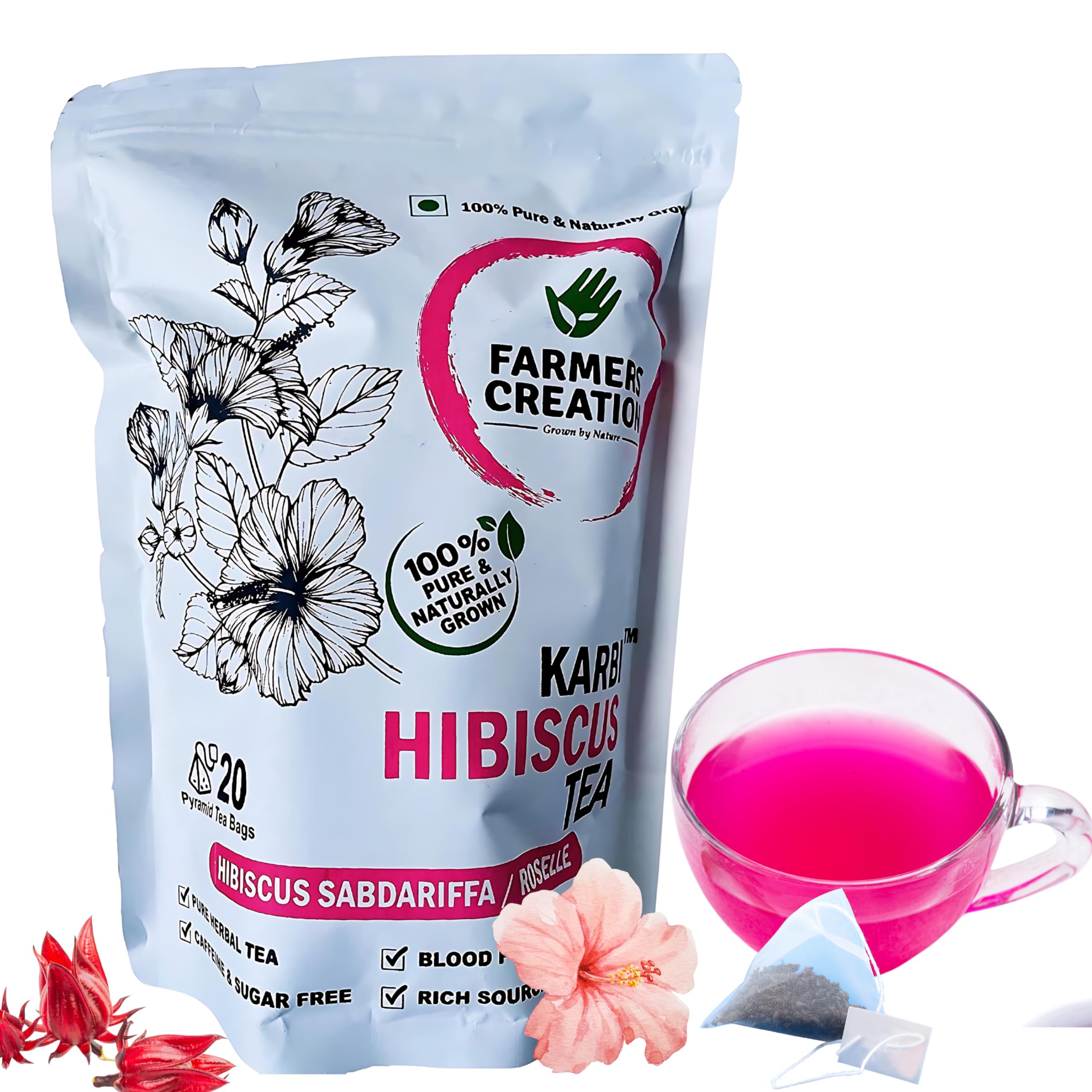 Karbi™ Pure Hibiscus Tea⎜20 Tea Bag⎜Premium, Eco Conscious⎜Kraft Bag⎜ Pure & Raw⎜Sabdariffa Roselle⎜from Assam (B0BHDW2498) Amazon Price History, Amazon Price Tracker