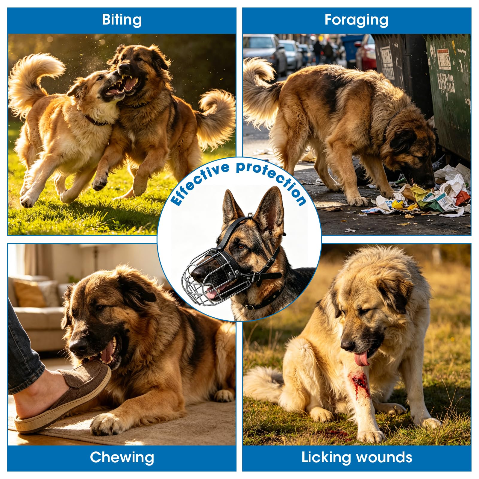 Hundemaulkorb,Deutscher Schäferhund Maulkorb aus Metall – Verstellbarer Draht-Hundemaulkorb für mittelgroße & große Hunde – Schützt vor Beißen, Kauen,Bellen – Robust & Langlebig (Größe M)