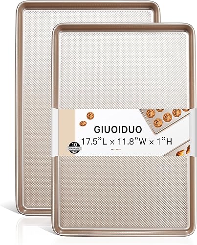 Paquete de 2 bandejas para hornear de media hoja, juego de bandejas para hornear de calidad comercial, sartenes de acero al carbono, bandeja para