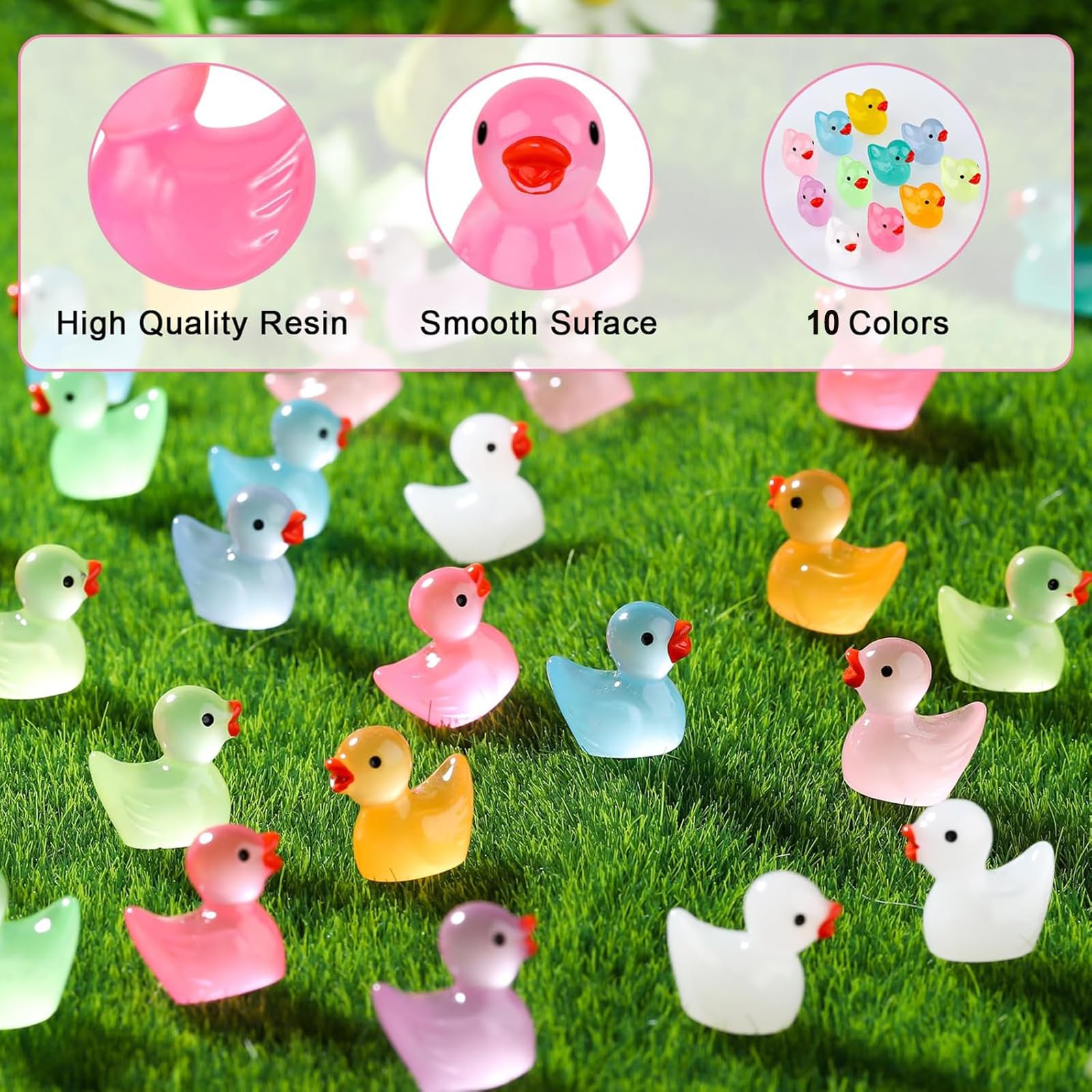 TOUCH TOP 150 Pcs Mini Flamingo Resin Ducks, Glow In Dark Luminous Flamingo Tiny...