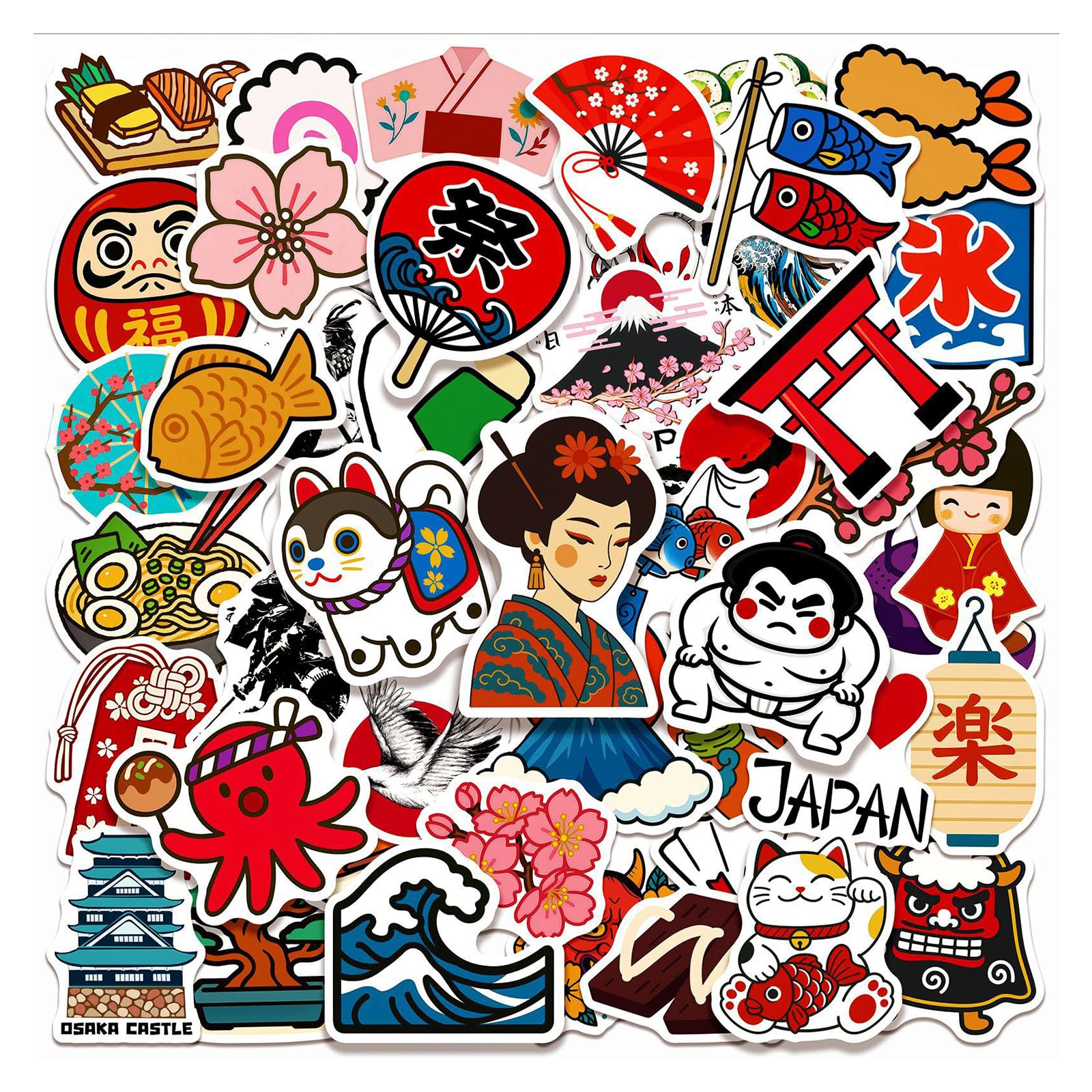 Bubaxuce Japan Travel Stickers 100 Pieces Vinyl Waterproof Decoration Japan Decals For Laptop Water Bottle Phone Car Window Bicycle Motorcycle Skateboard Scrapbook Tradit