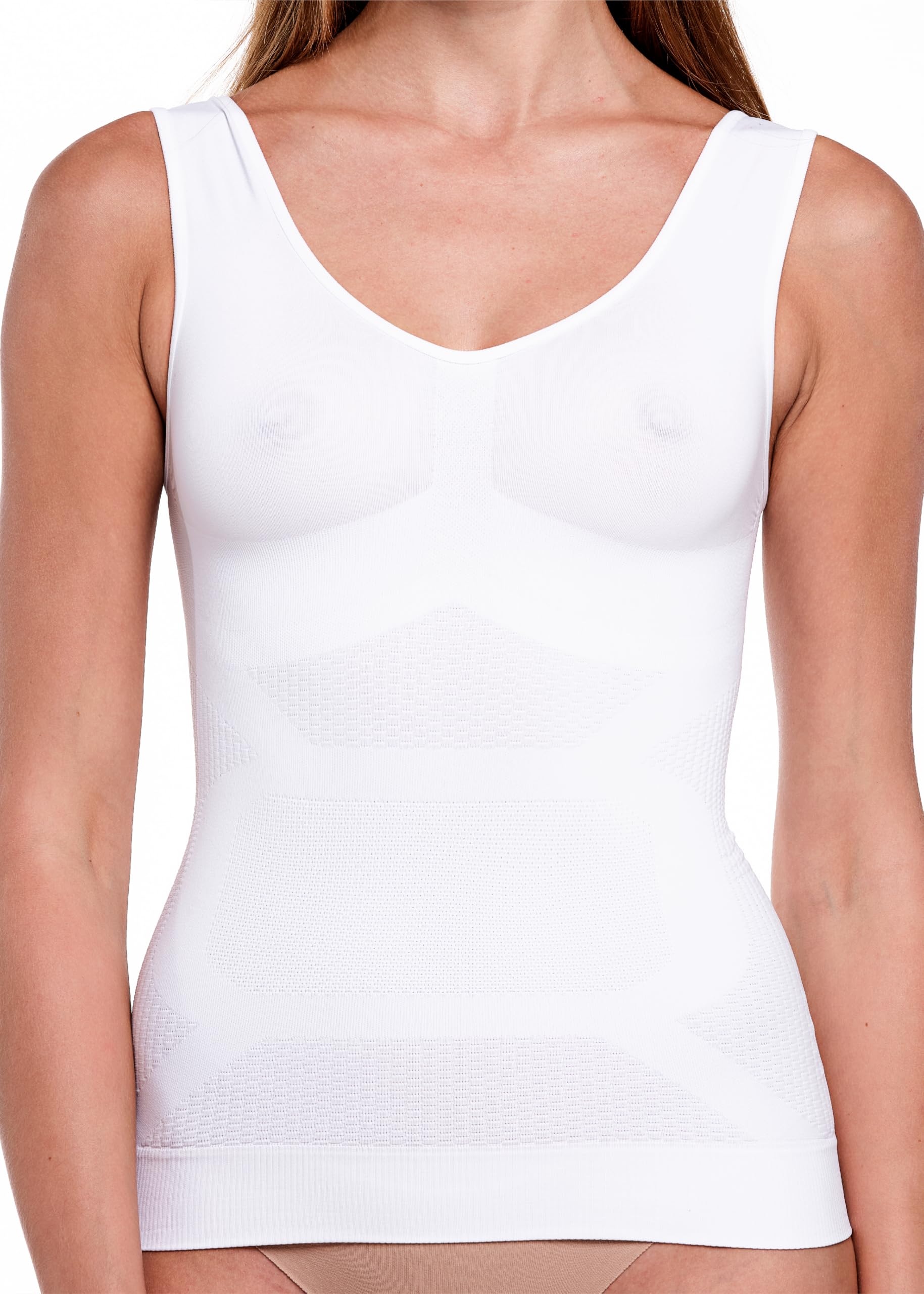 Camiseta Reductora Mujer Anticelulitis - Fajas Reductoras Mujer Modeladora y Masajeadora en Microfibra, Sin Costuras, Compresión Vientre Plano, Shapewear - Made in Italy