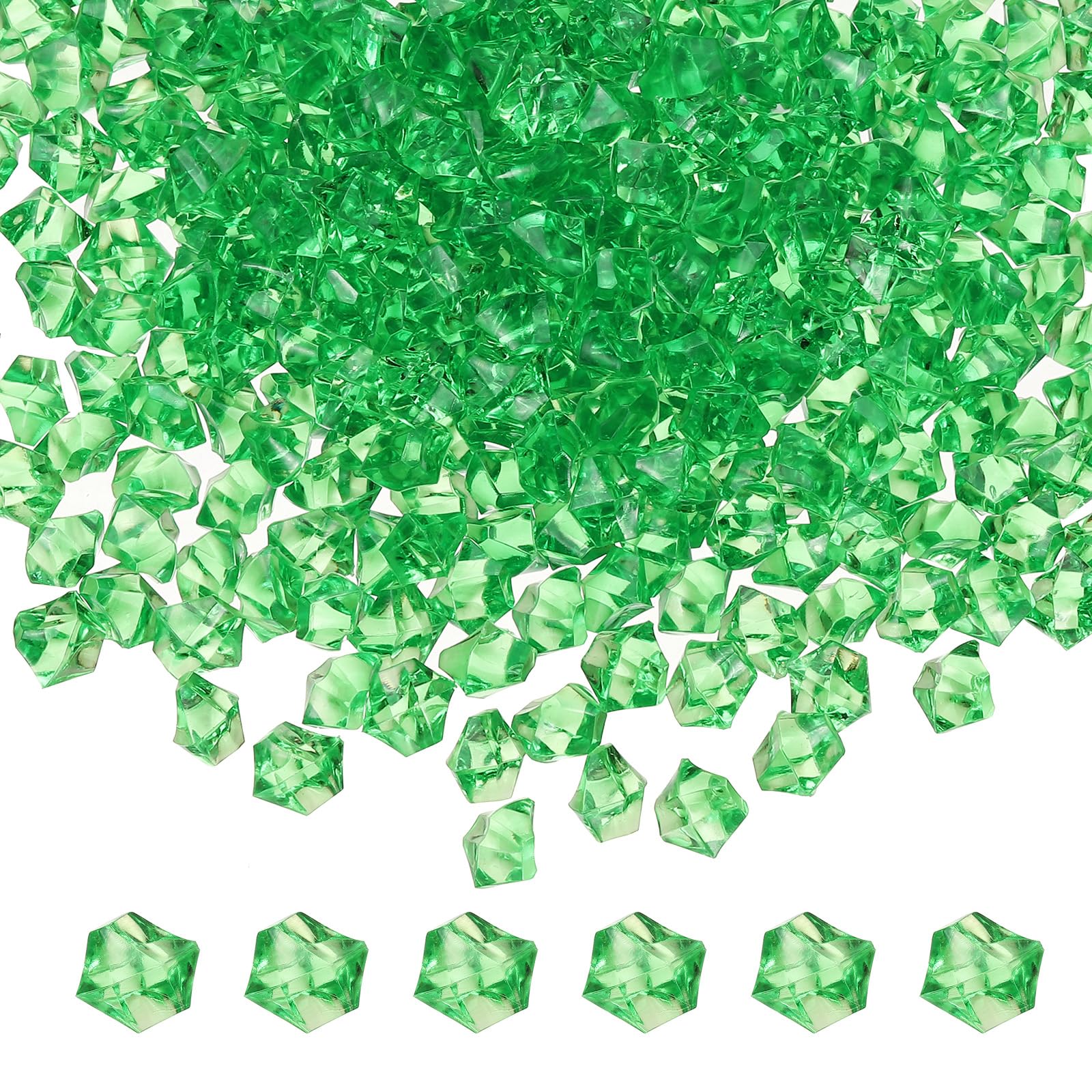 M METERXITY 2500-Pack Fake Ice Rocks, 6x9mm Fake Crushed Ice Acrylic Gems Diamonds for Vase Fillers/Fish Tank/DIY Crafts [Grass Green]